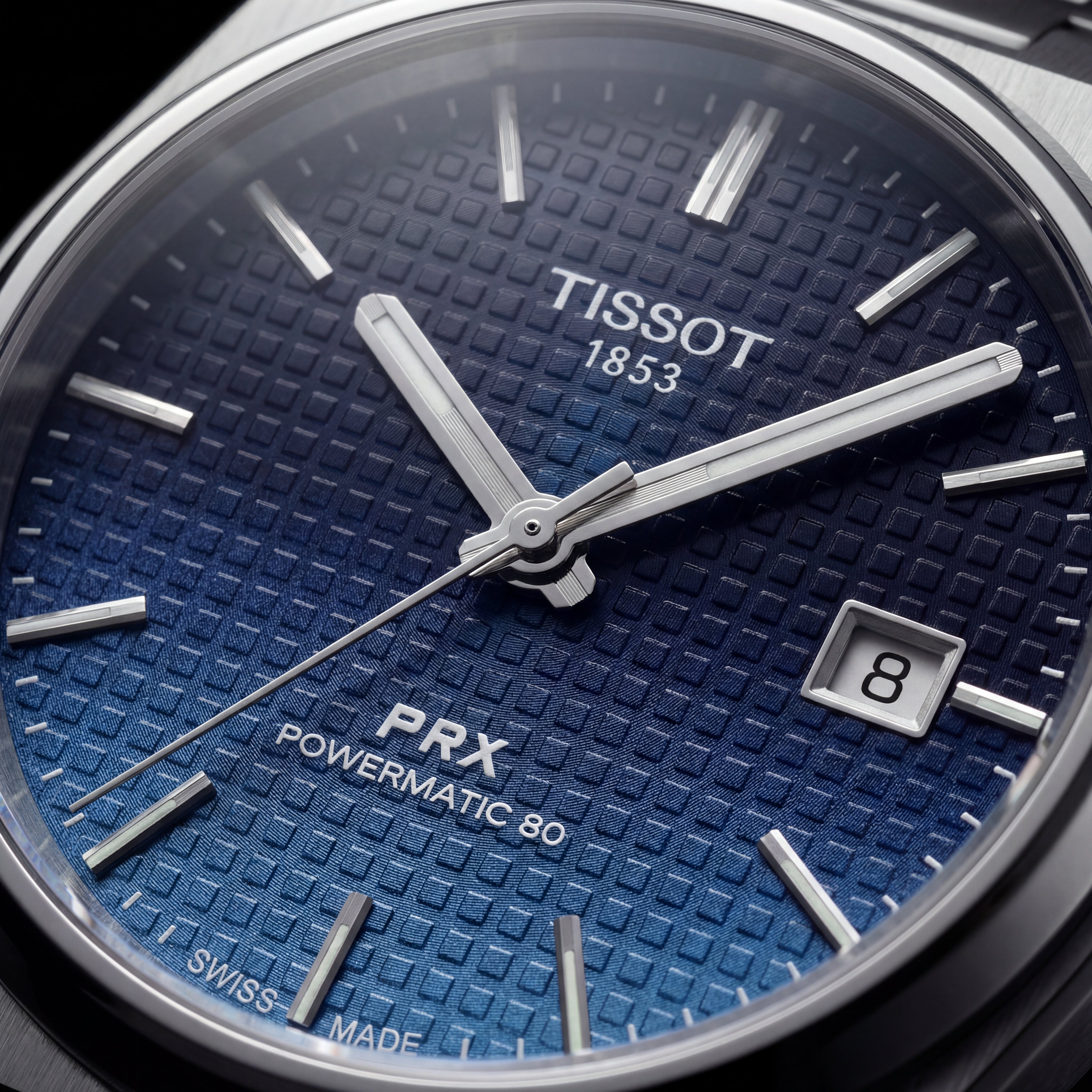 Centrix Navy Blue Waffle Dial Automatic Silver Watch