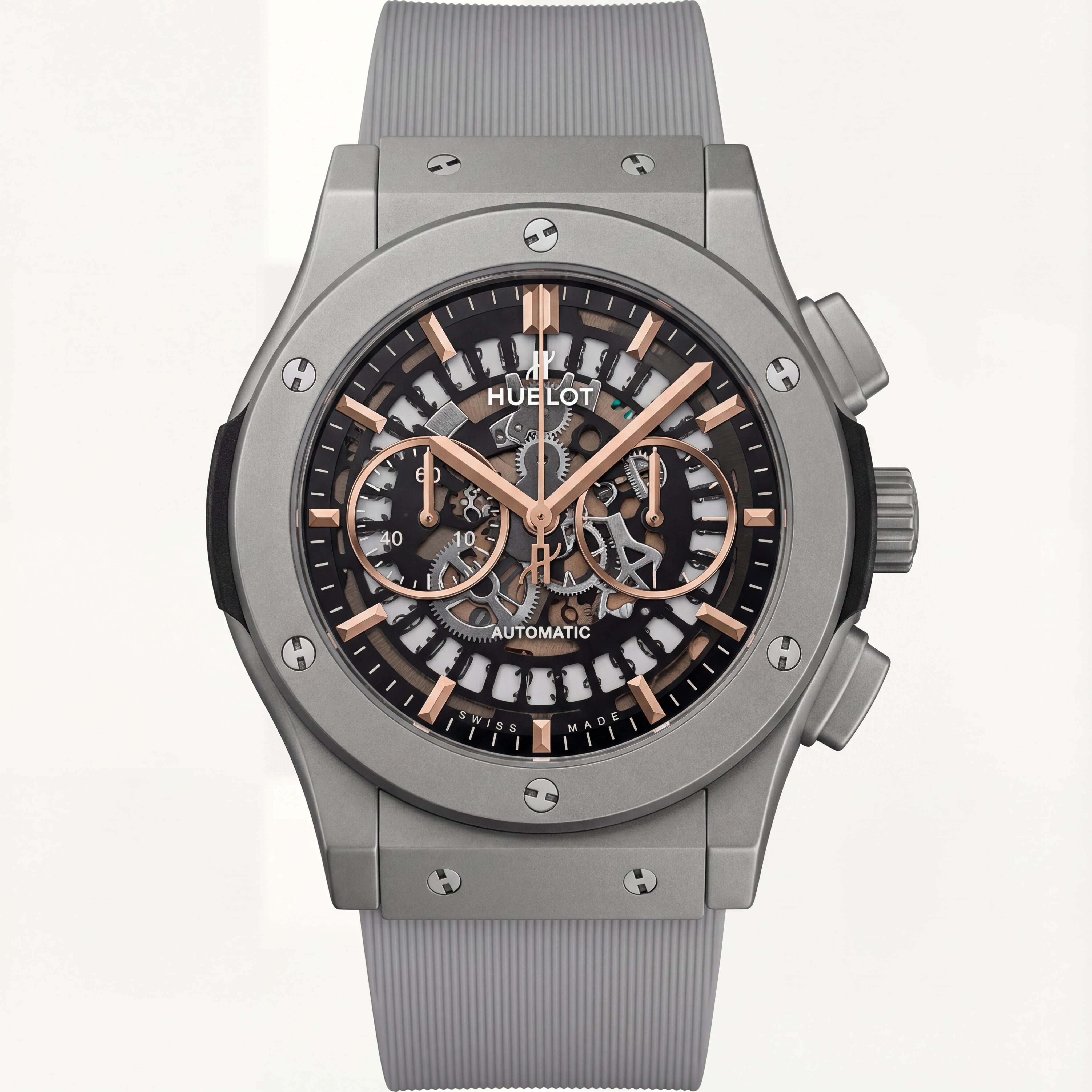 Luxury Skeleton Chronograph Watch – Grey Strap Edition