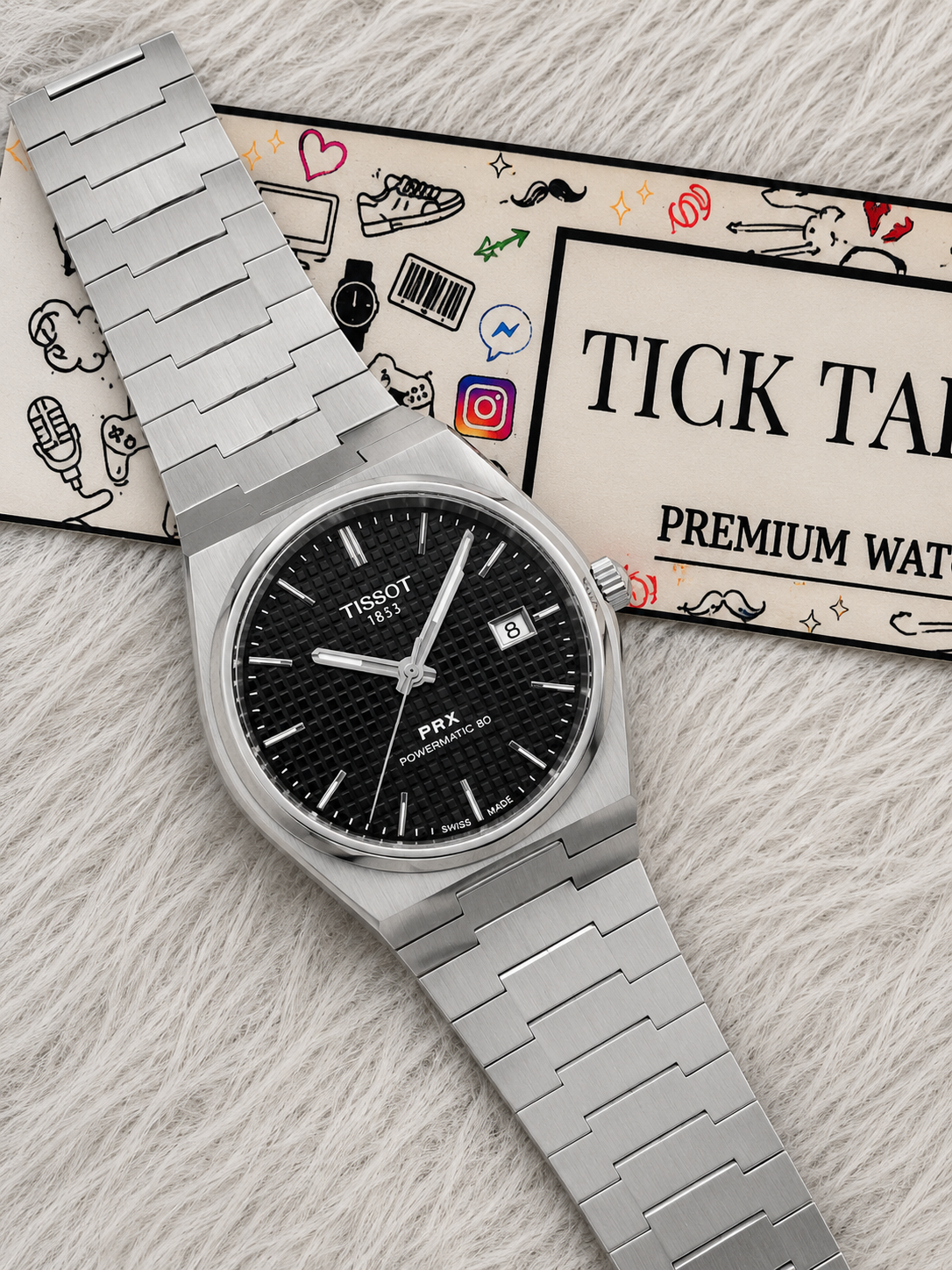 Centrix Black Waffle Dial Silver Watch