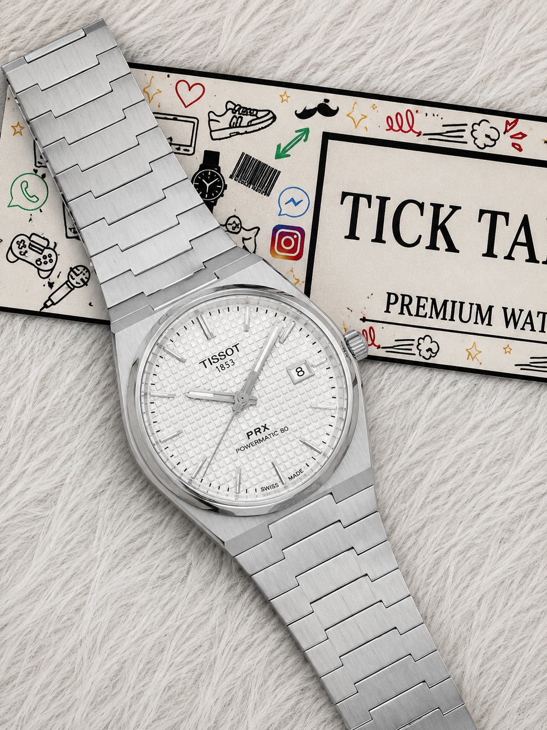 Centrix Silver Waffle Dial Watch