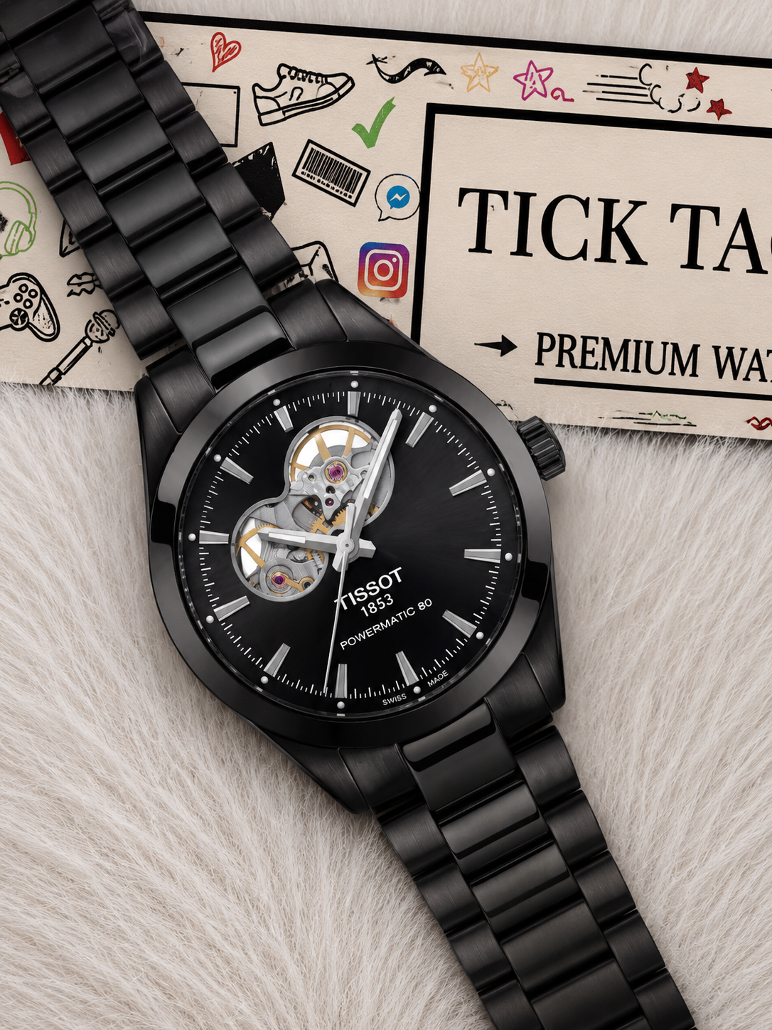 Shadow Black Open-Heart Automatic Steel Watch