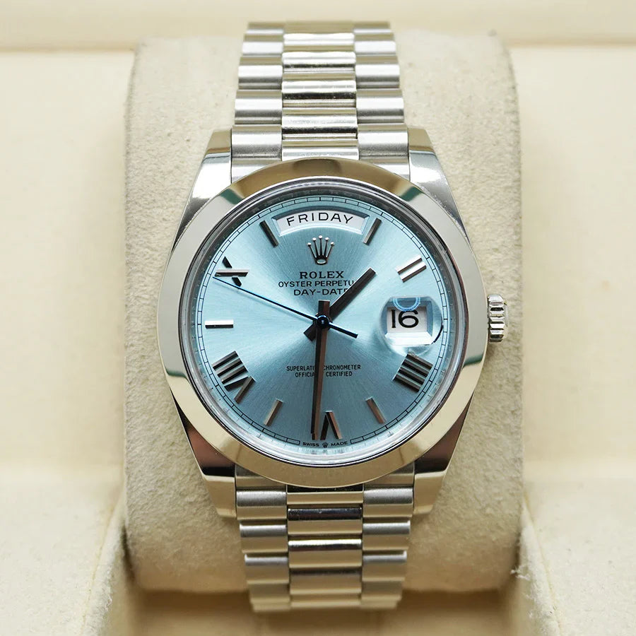 Premium Silver Luxury Watch Ice Blue Dial Roman Numerals Smooth Bezel Jubilee Bracelet Classic Luxury Watch – Men