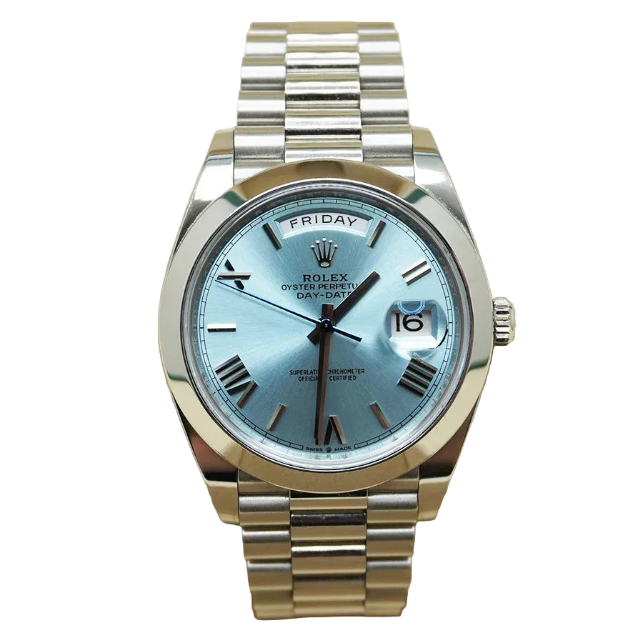 Premium Silver Luxury Watch Ice Blue Dial Roman Numerals Smooth Bezel Jubilee Bracelet Classic Luxury Watch – Men