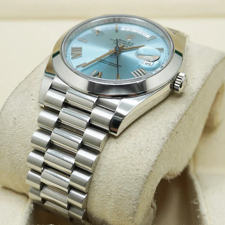 Premium Silver Luxury Watch Ice Blue Dial Roman Numerals Smooth Bezel Jubilee Bracelet Classic Luxury Watch – Men