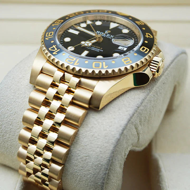 Premium Full Gold GMT Style Luxury Watch Black Dial Black Gold Bezel Jubilee Bracelet Classic Royal Watch – Men