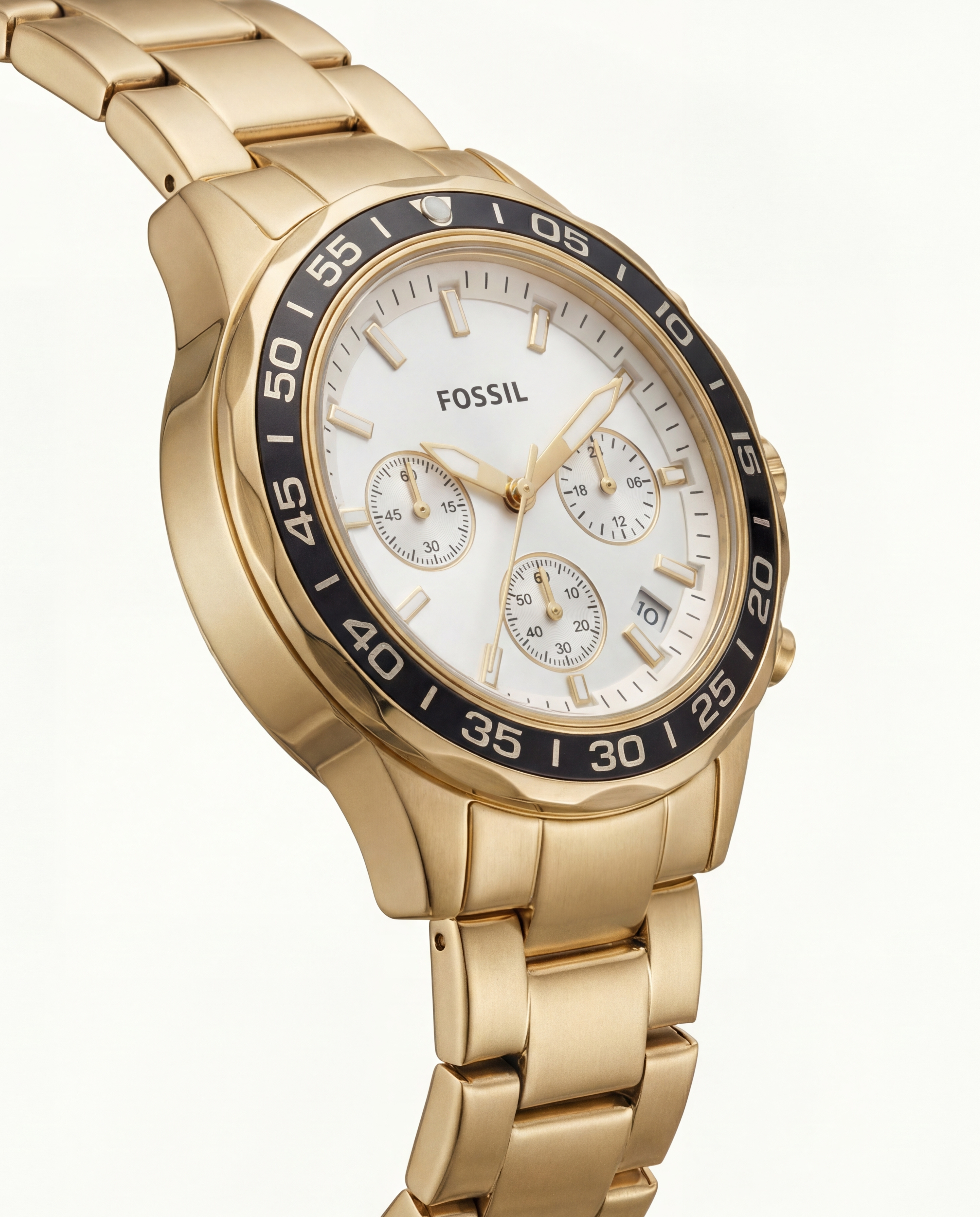 Luxury Gold Steel White Chronograph Dial Men’s Watch