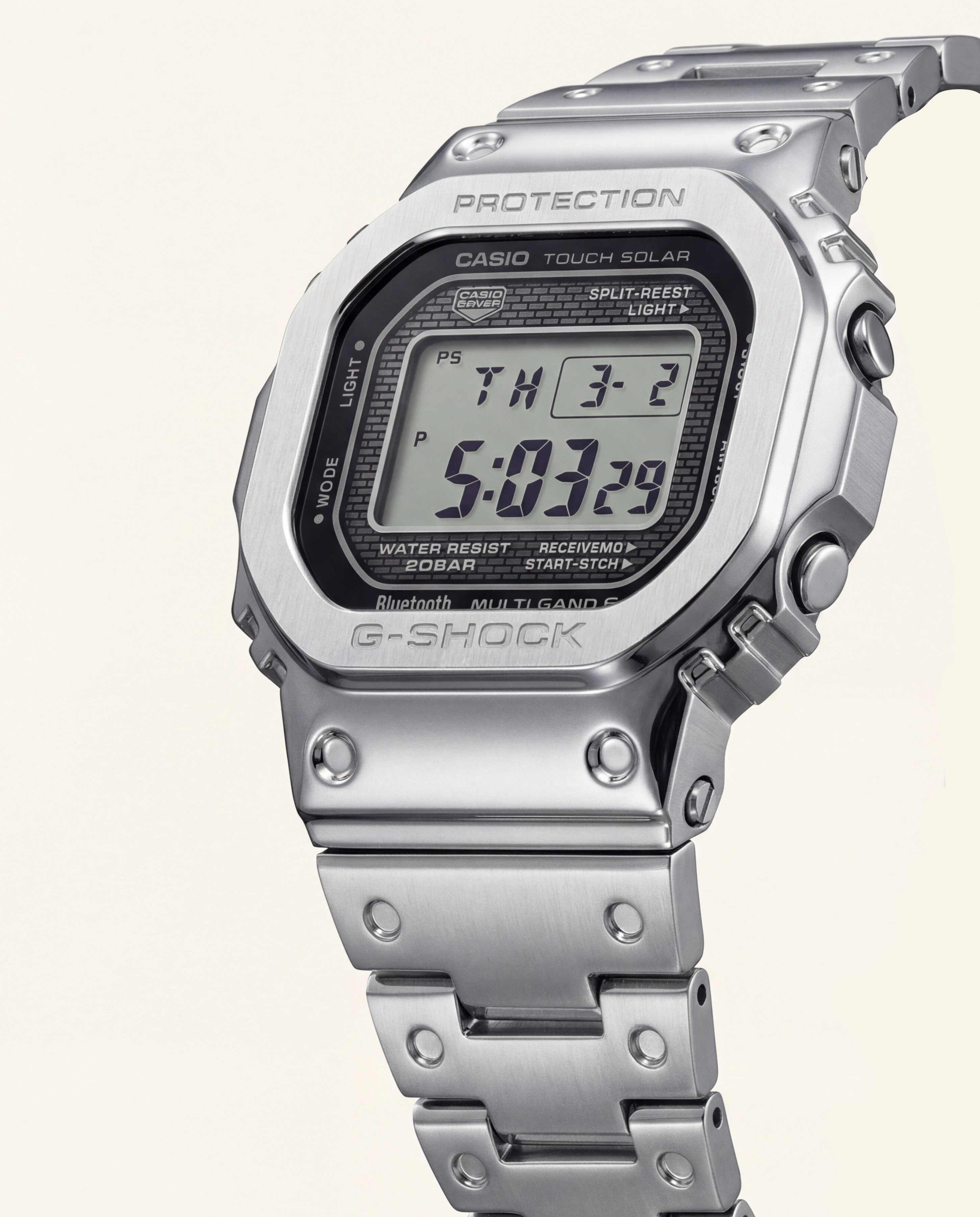 Silver Steel Square Digital Tough Men’s Watch