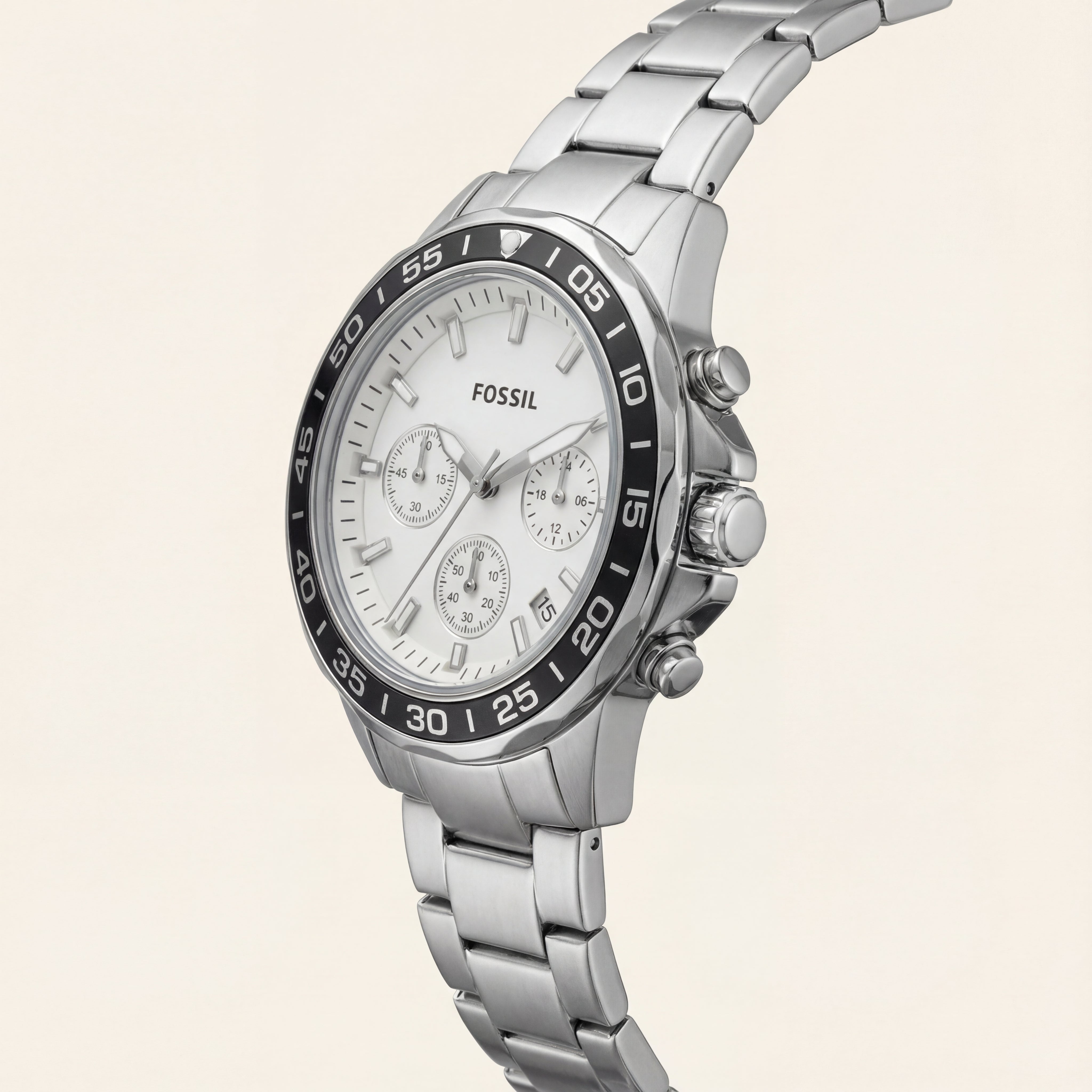 Silver Steel White Chronograph Dial Men’s Watch