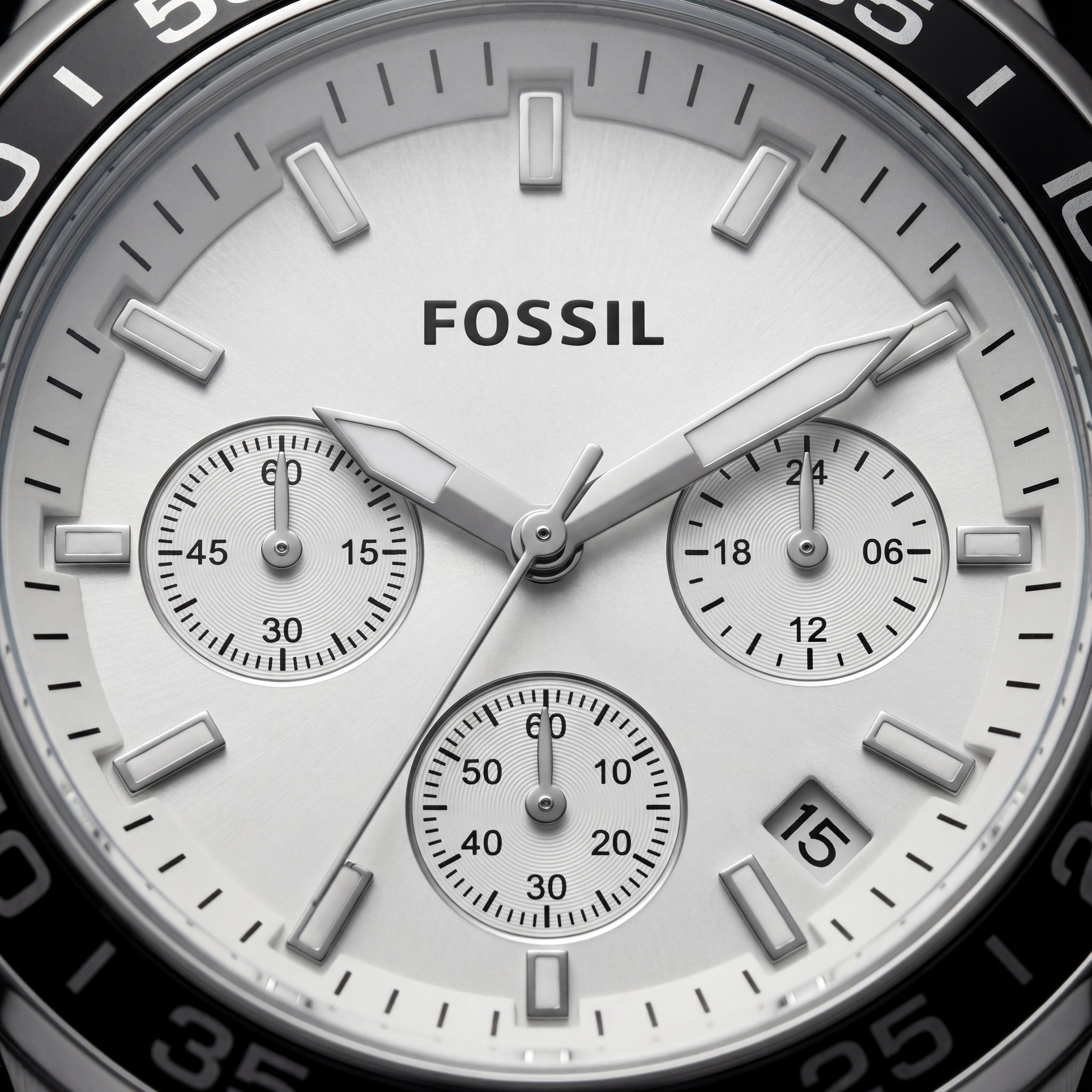 Silver Steel White Chronograph Dial Men’s Watch