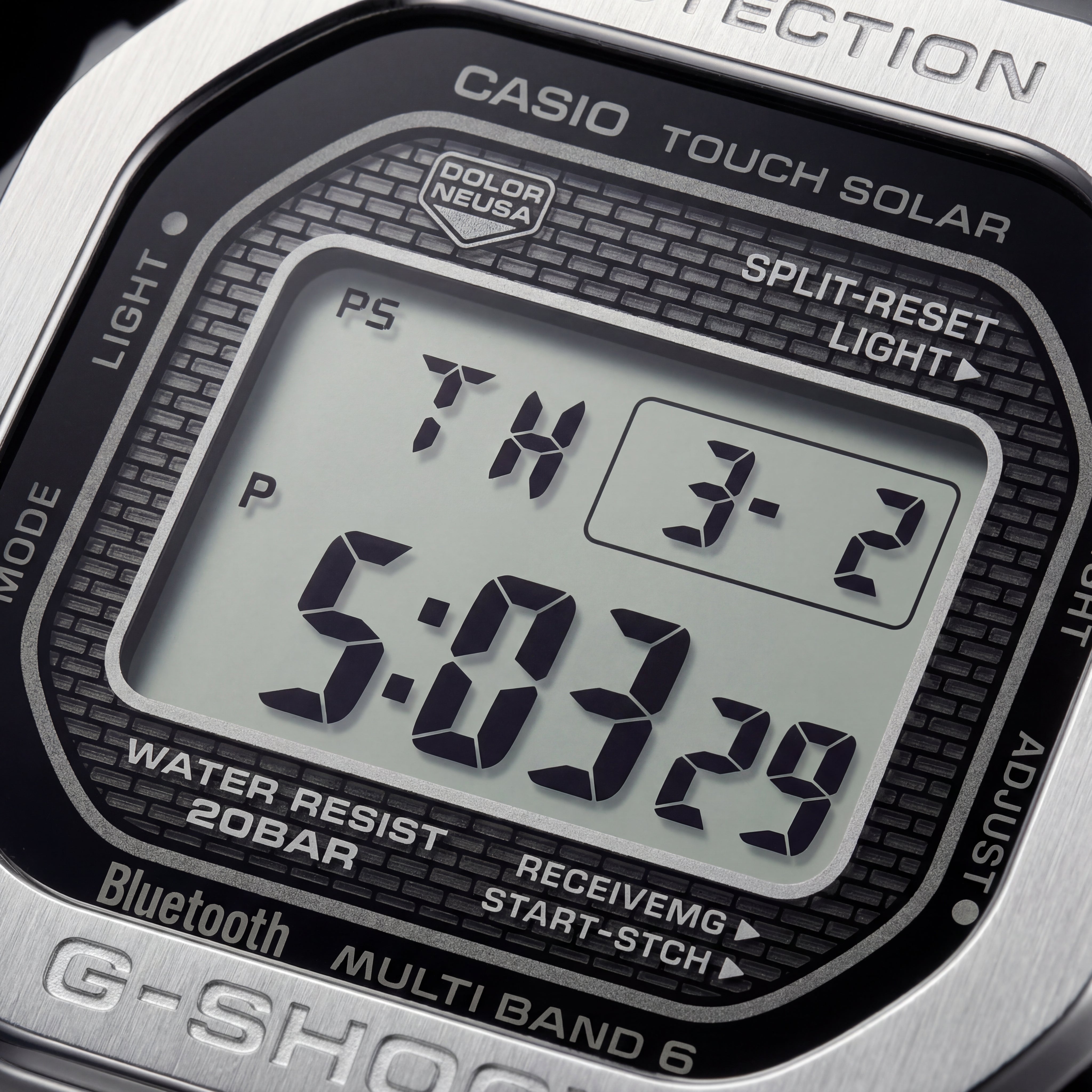 Silver Steel Square Digital Tough Men’s Watch