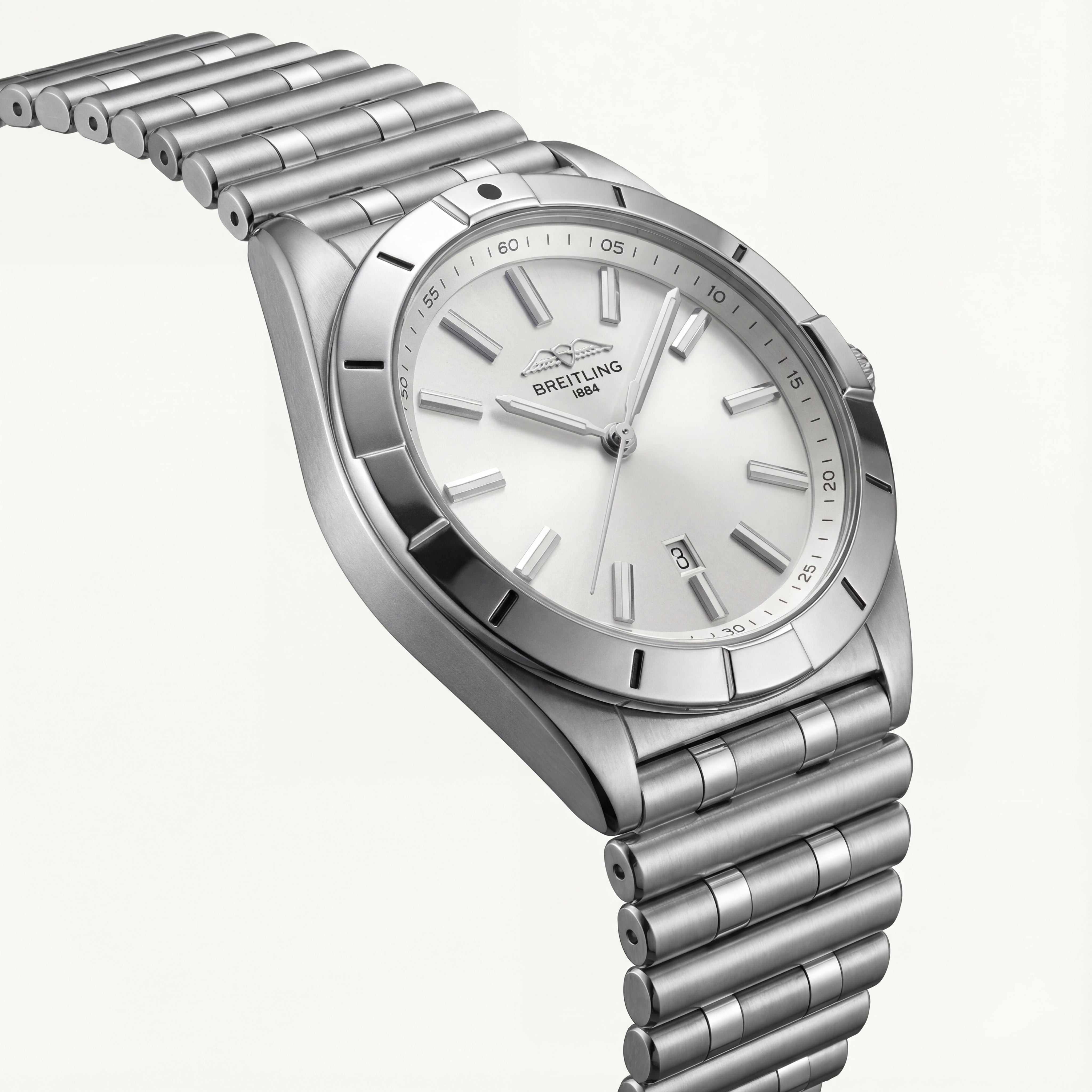 Silver White Sunray Dial Stainless Steel Luxury Men’s Watch