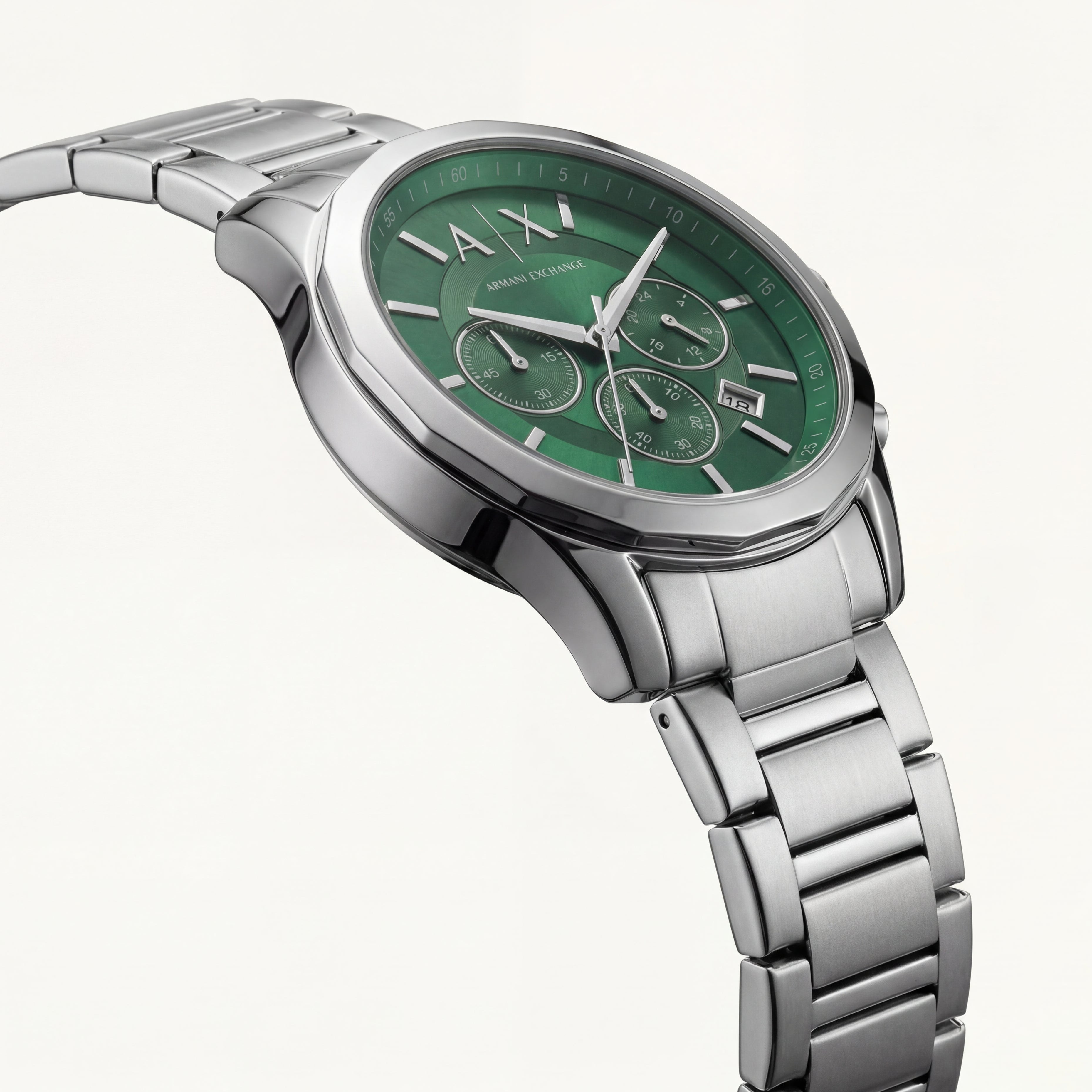 Centrix Emerald Green Silver Chronograph Watch