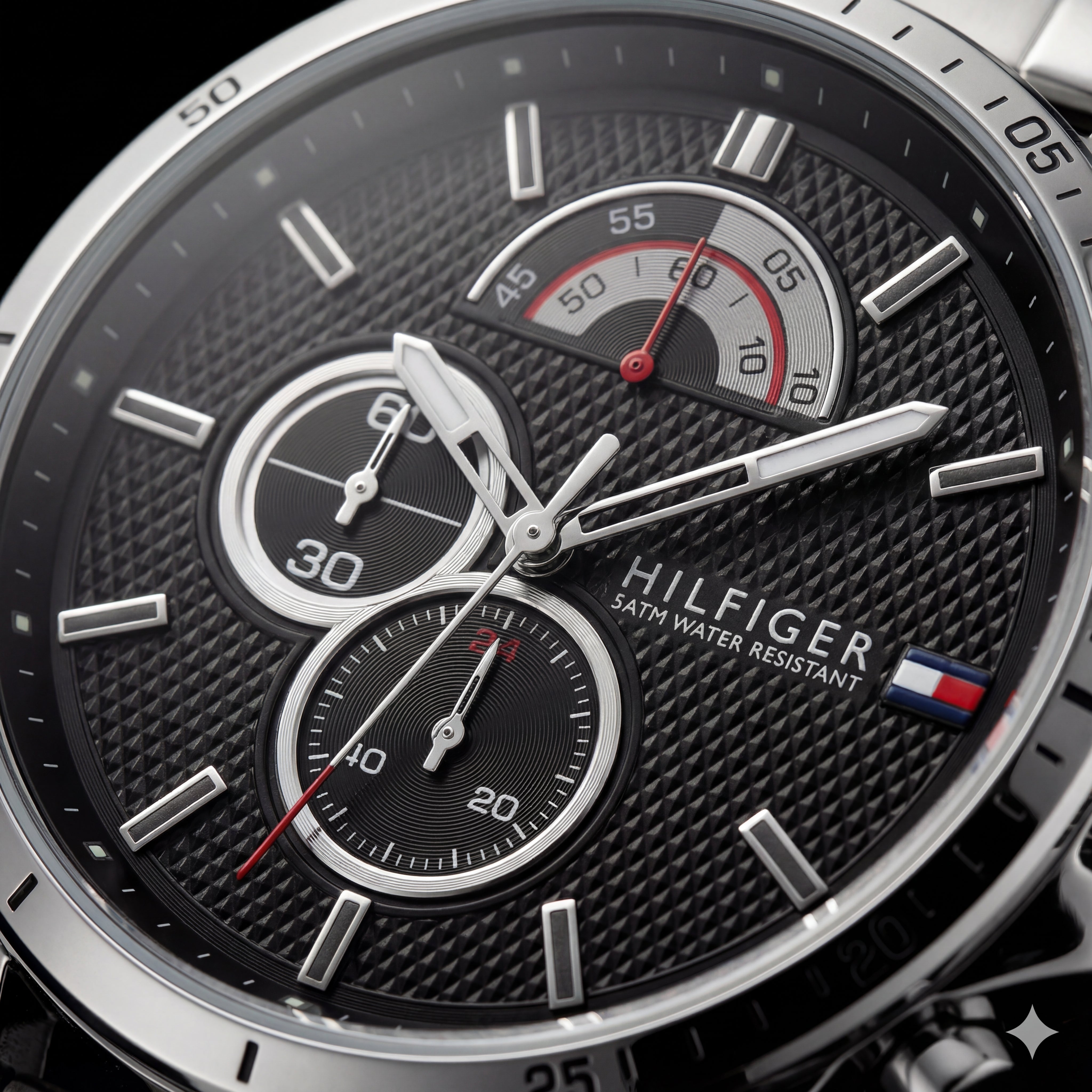 Centrix Carbon Black Silver Chronograph Watch