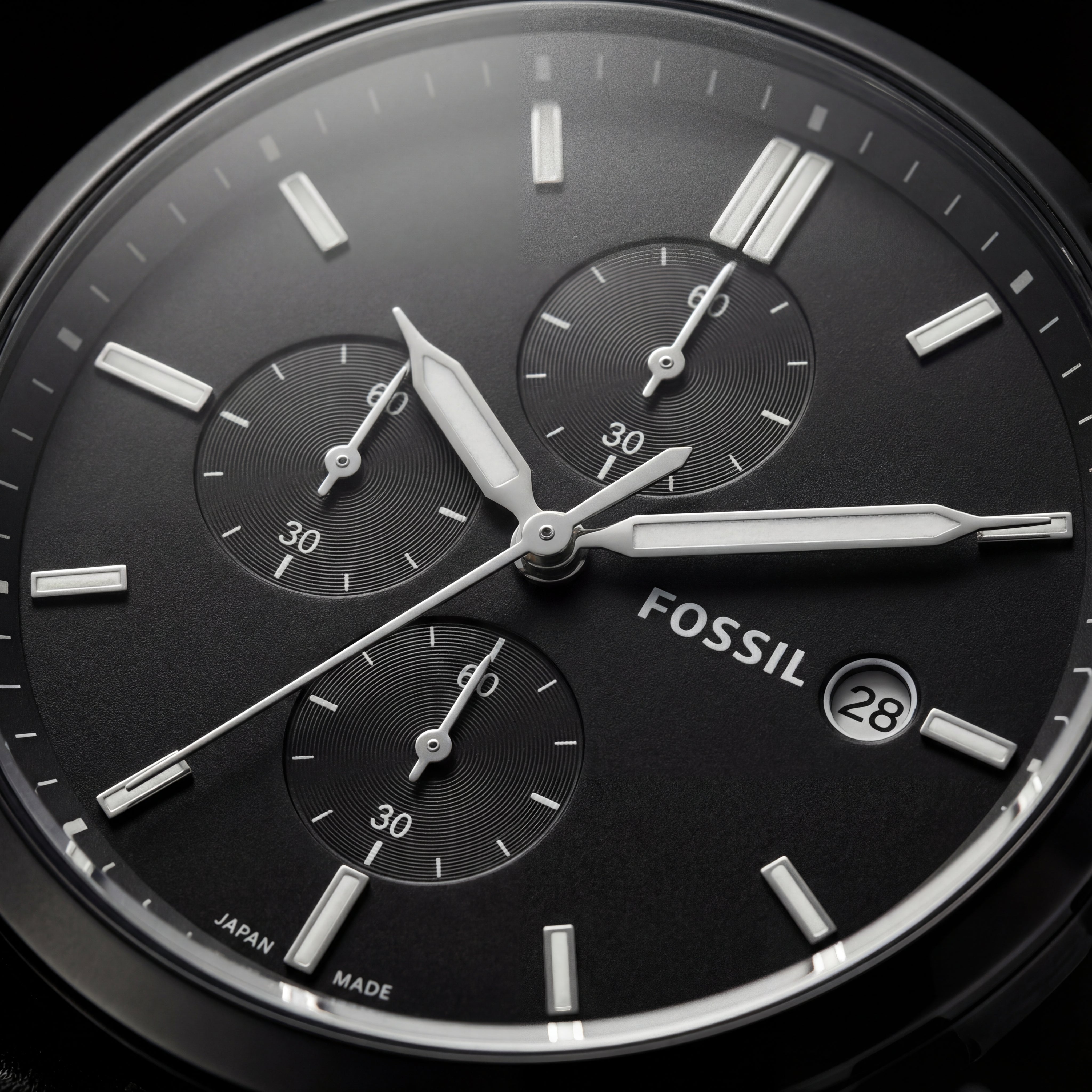 Matte Black Chronograph Leather Strap Men’s Watch