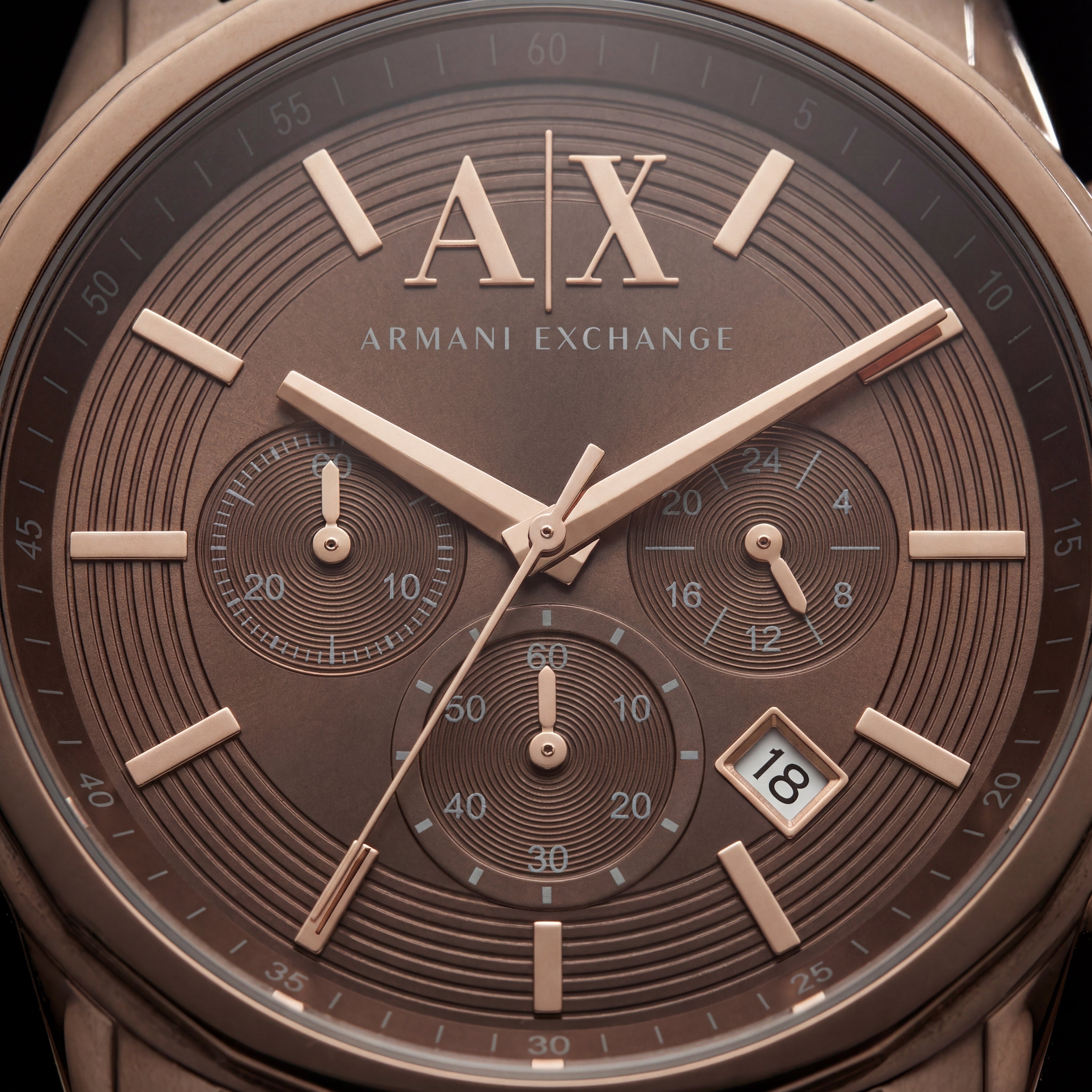 Centrix Mocha Brown Rose-Gold Chronograph Leather Watch