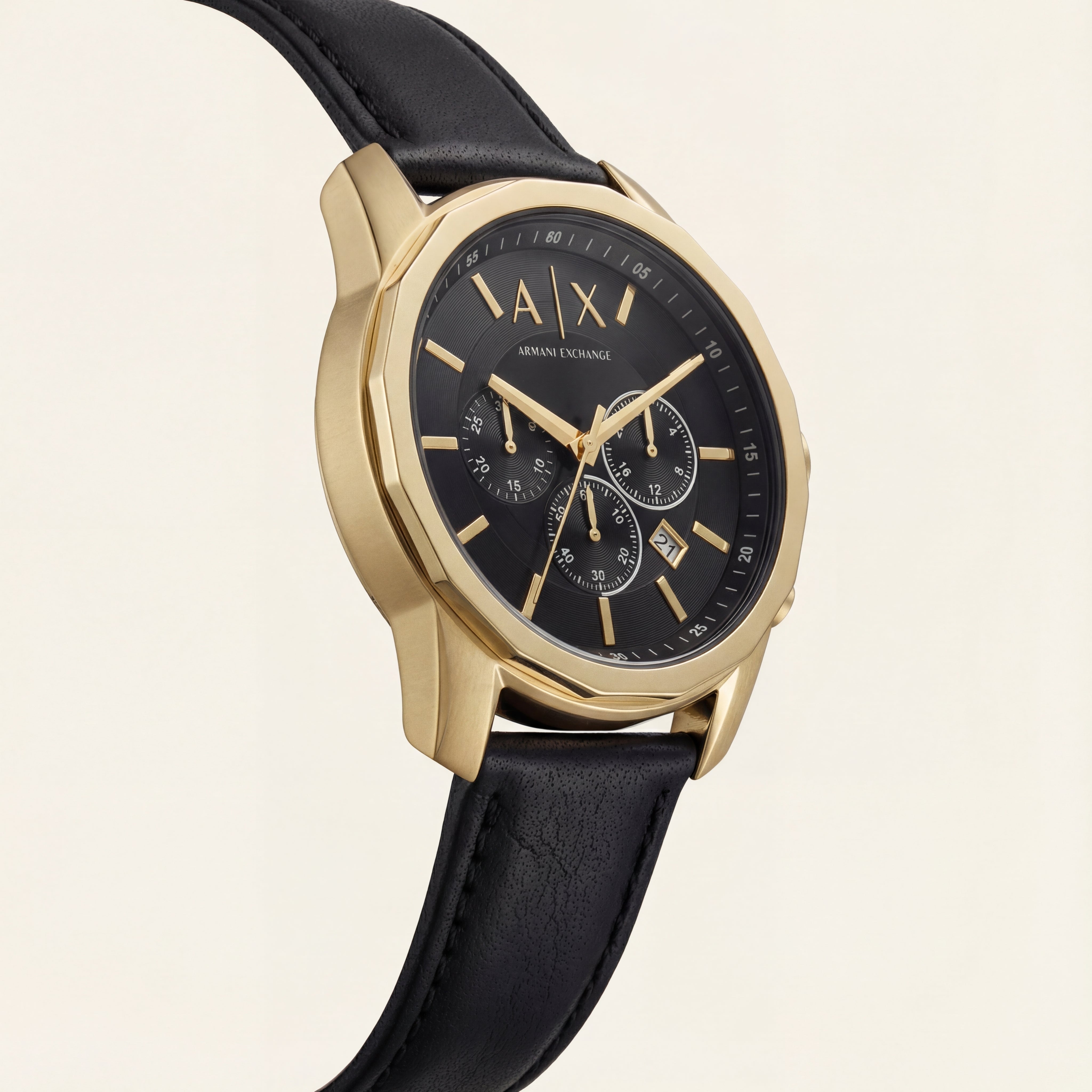 Regal Noir Gold Chronograph Leather Watch