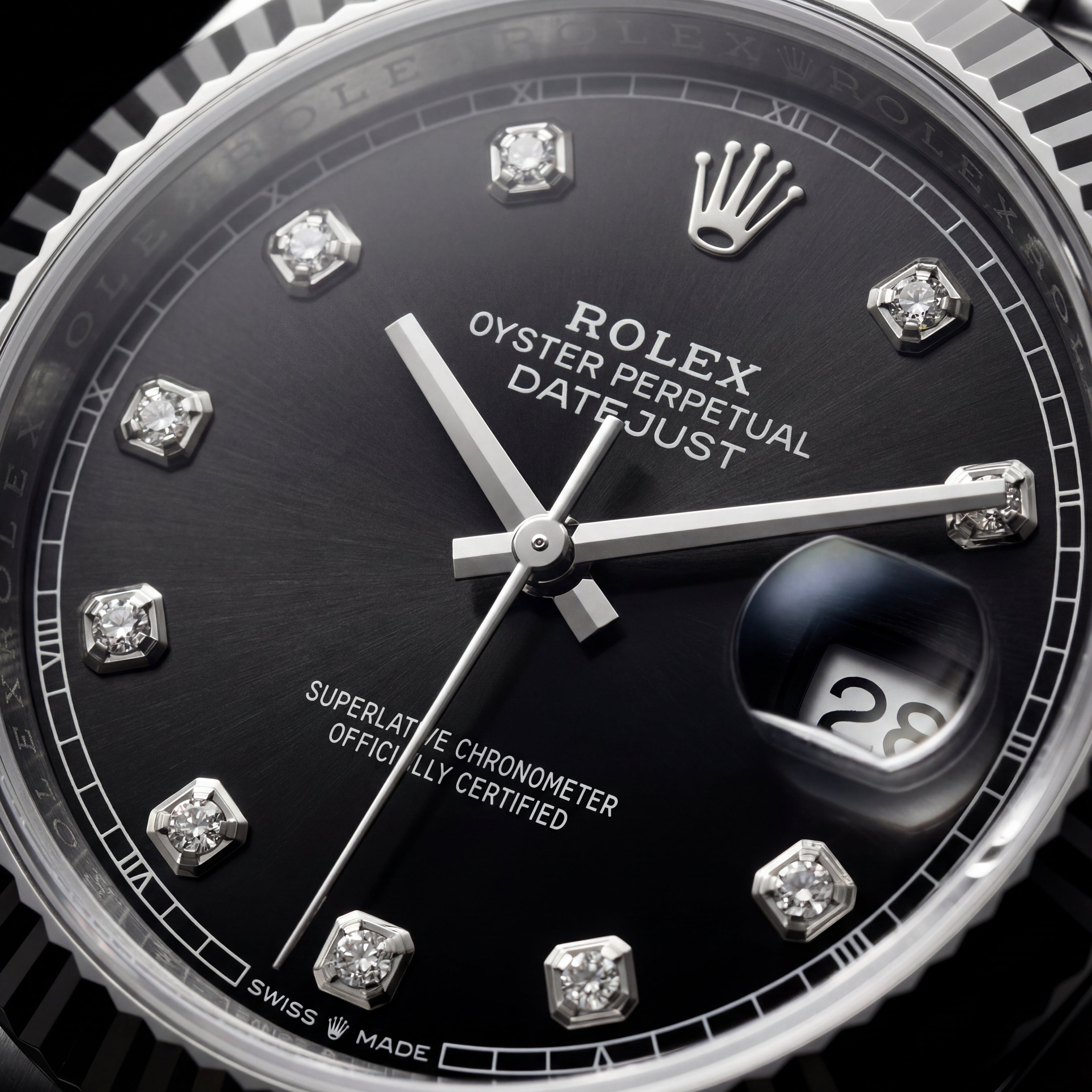 Onyx Black Diamond Dial Steel Watch