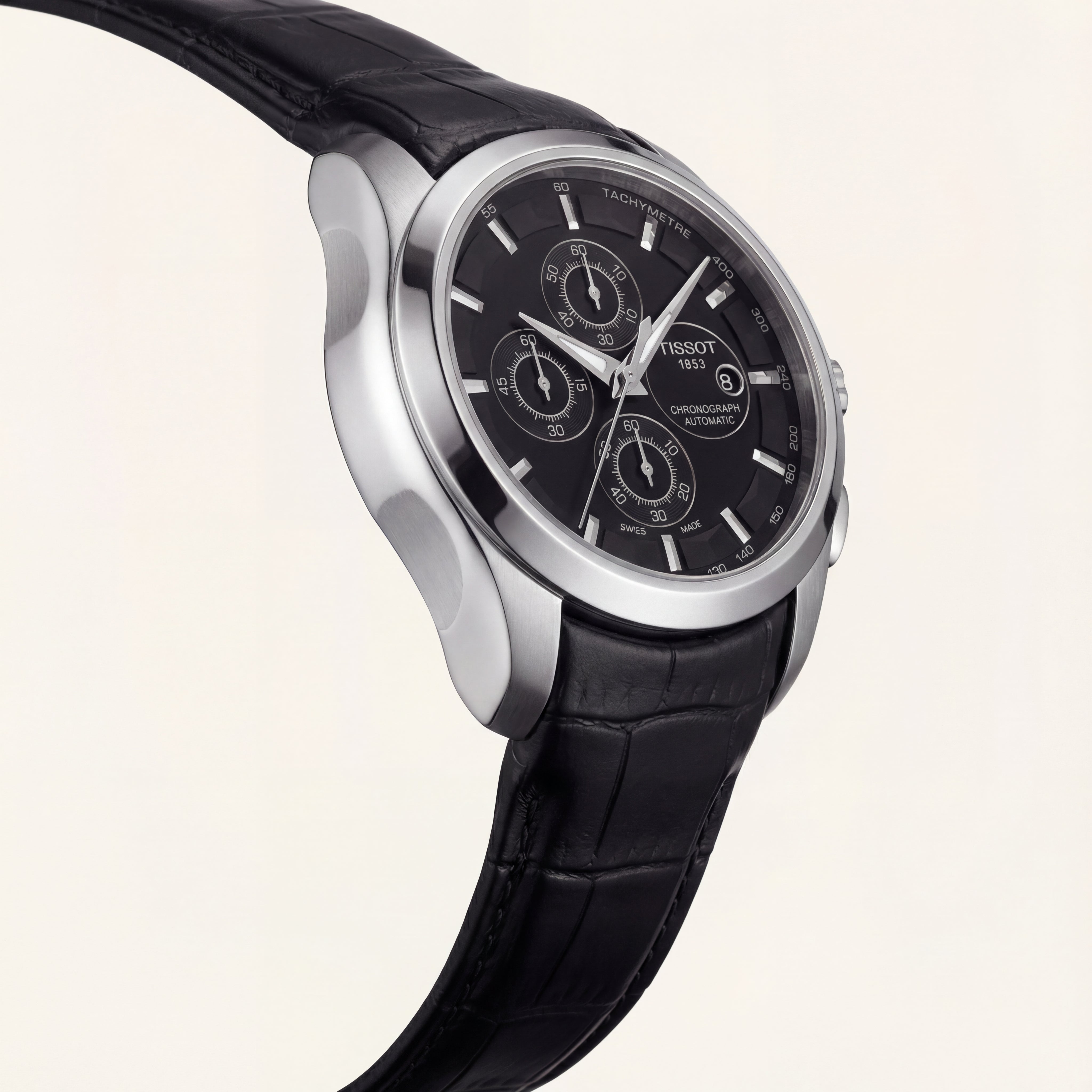 Black Dial Automatic Chronograph Men’s Leather Strap Watch