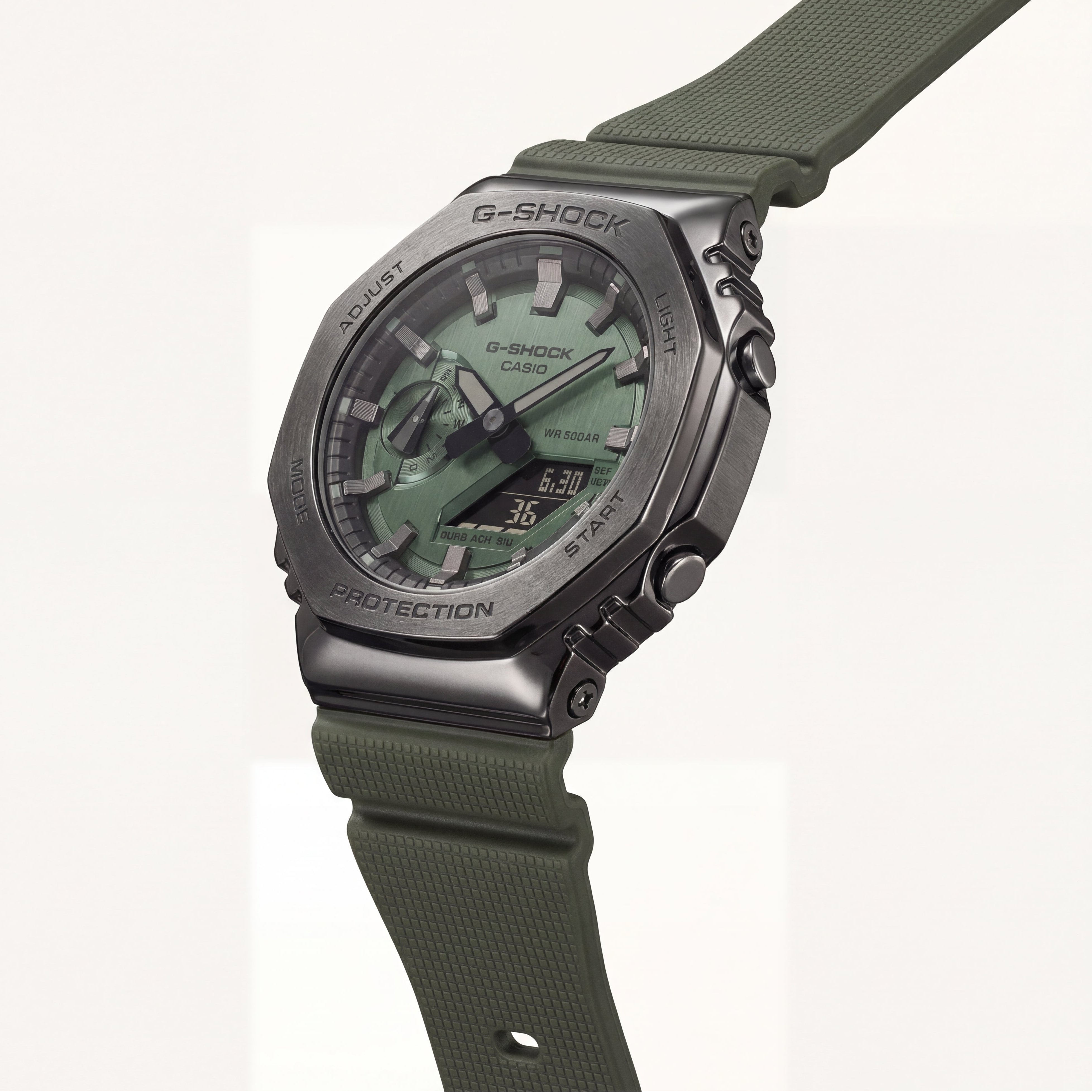 Olive Green Tactical Analog-Digital Sports Watch for Men