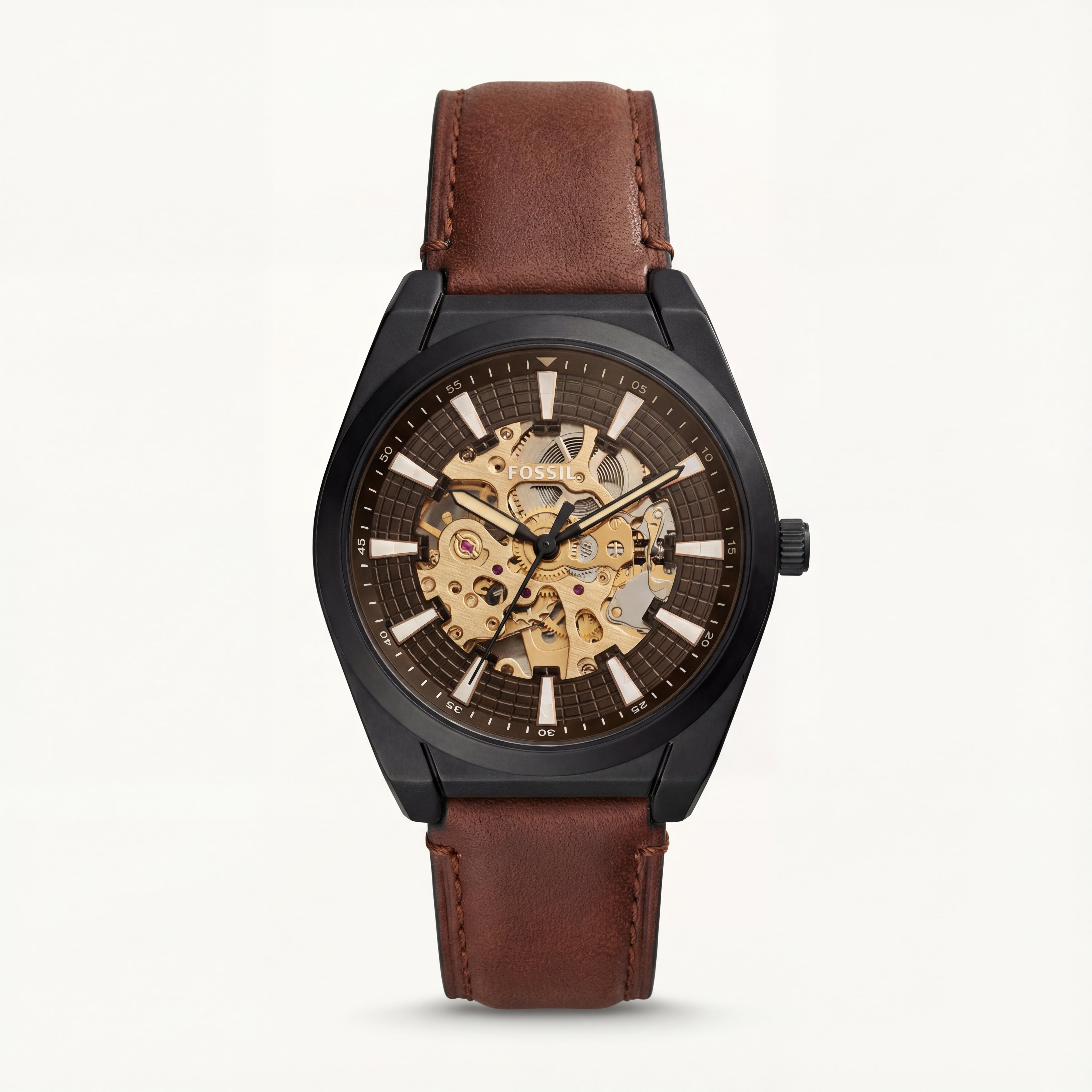 Midnight Skeleton Dial Automatic Leather Watch