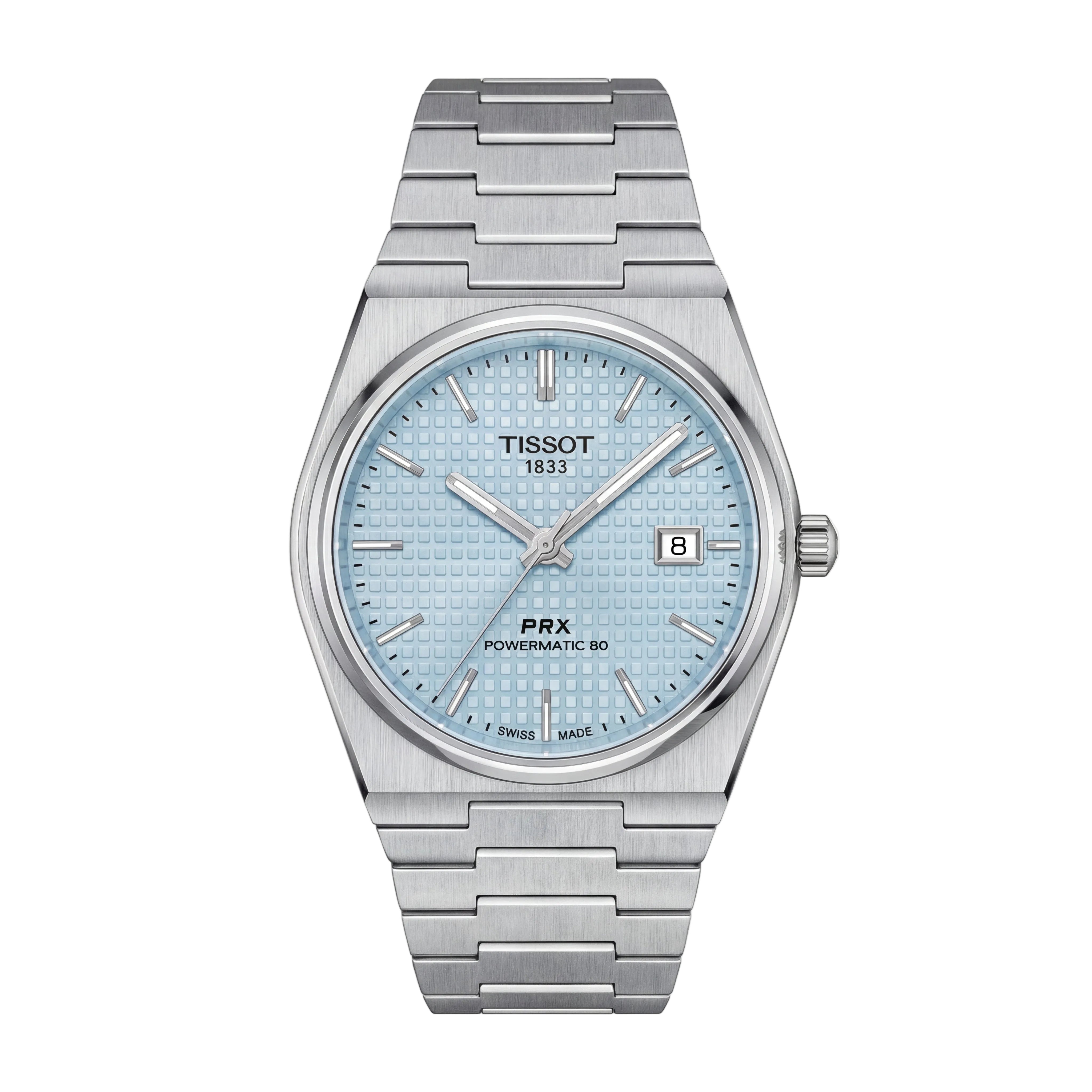 Ice Blue Textured Dial Steel Watch