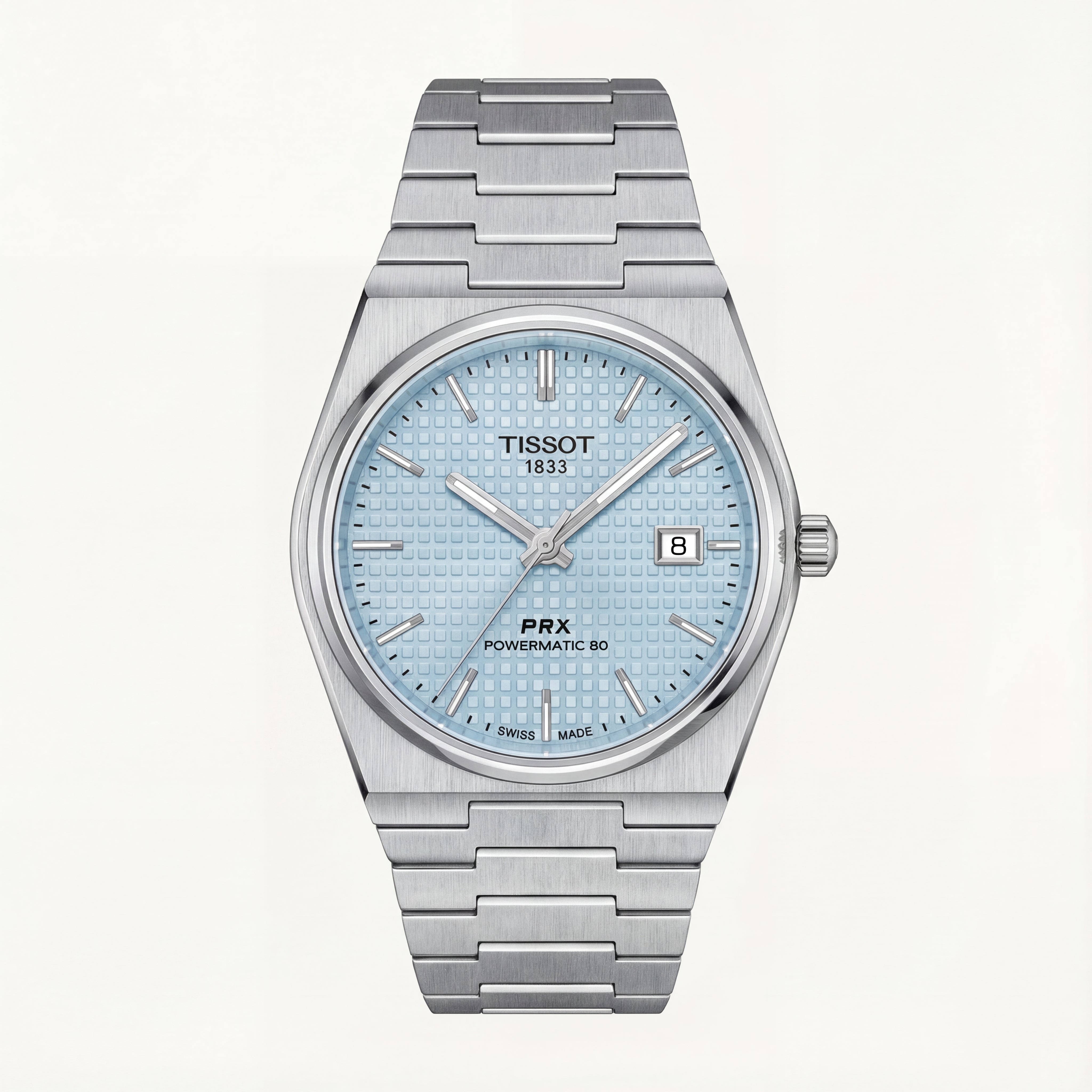Ice Blue Textured Dial Automatic Steel Watch