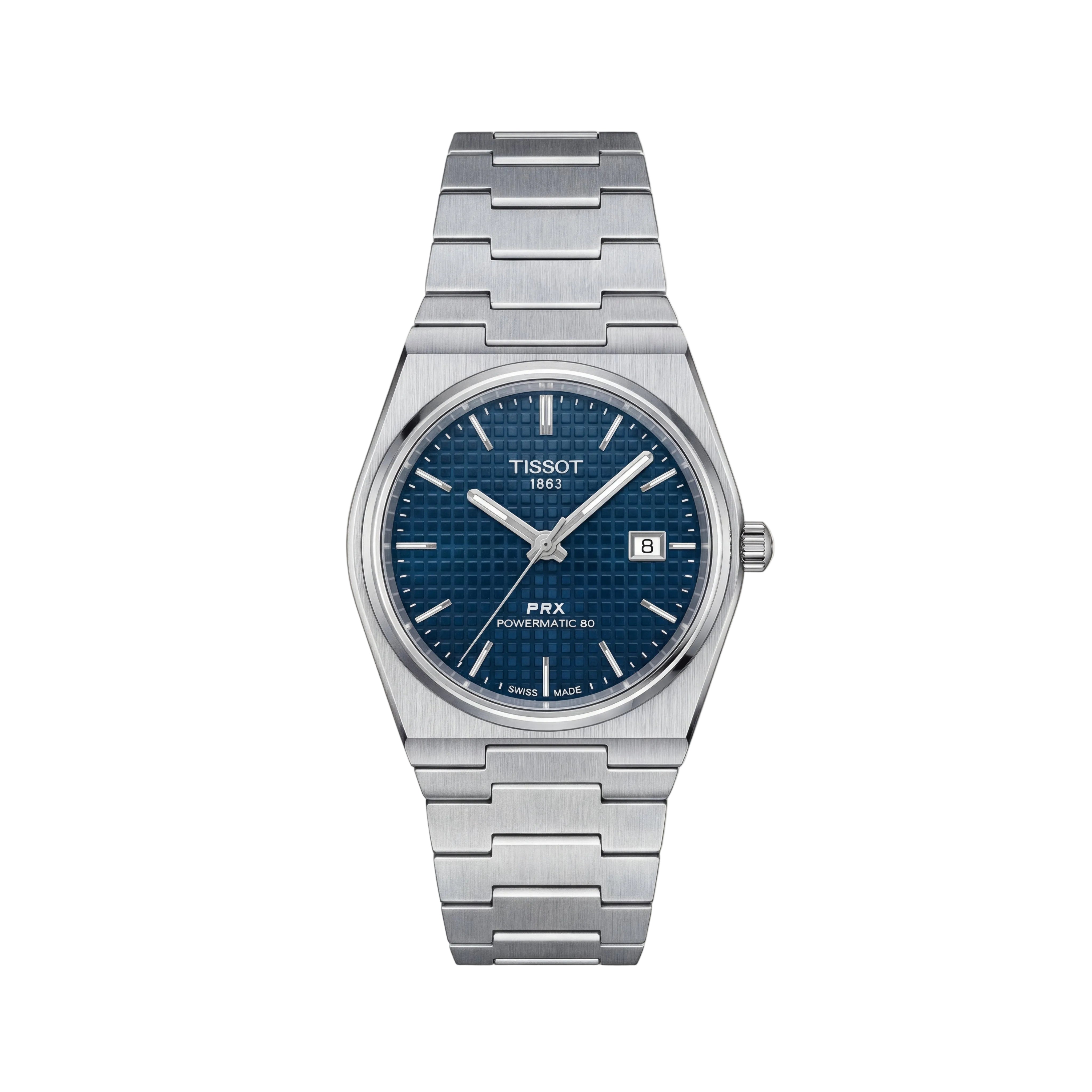 Deep Blue Textured Dial Steel Watch