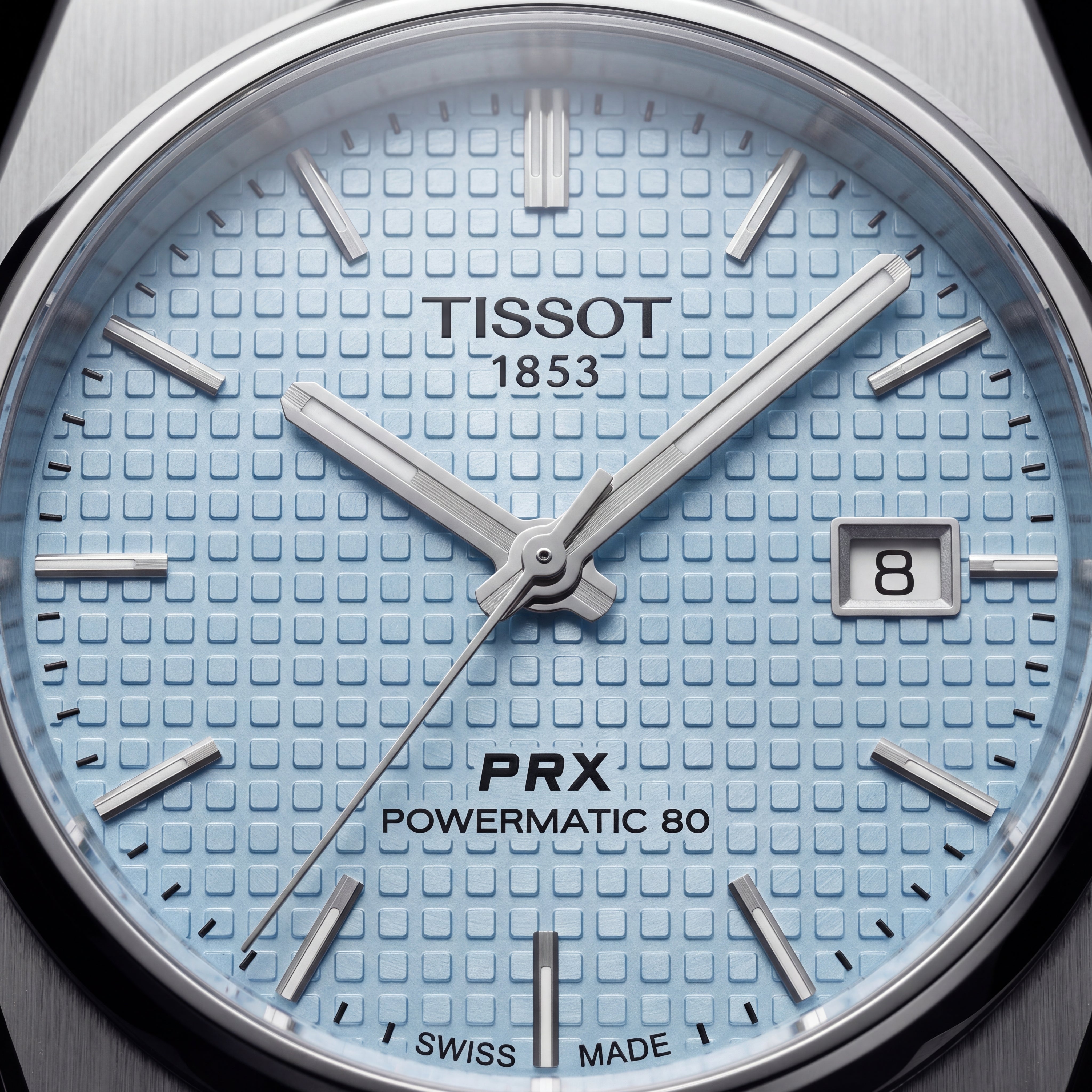 Ice Blue Textured Dial Automatic Steel Watch