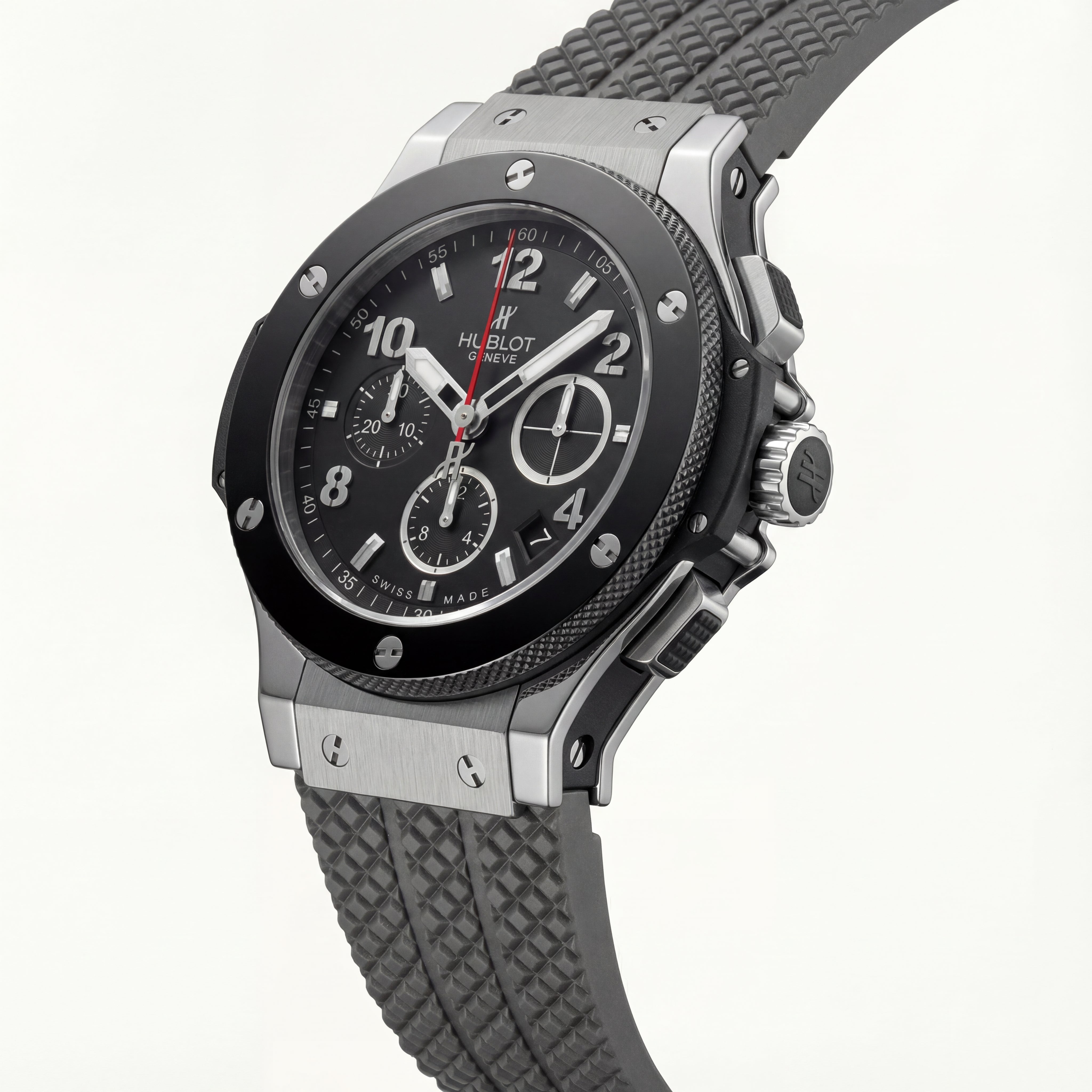 Bold Chronograph Sports Watch Black Dial Silicone Strap