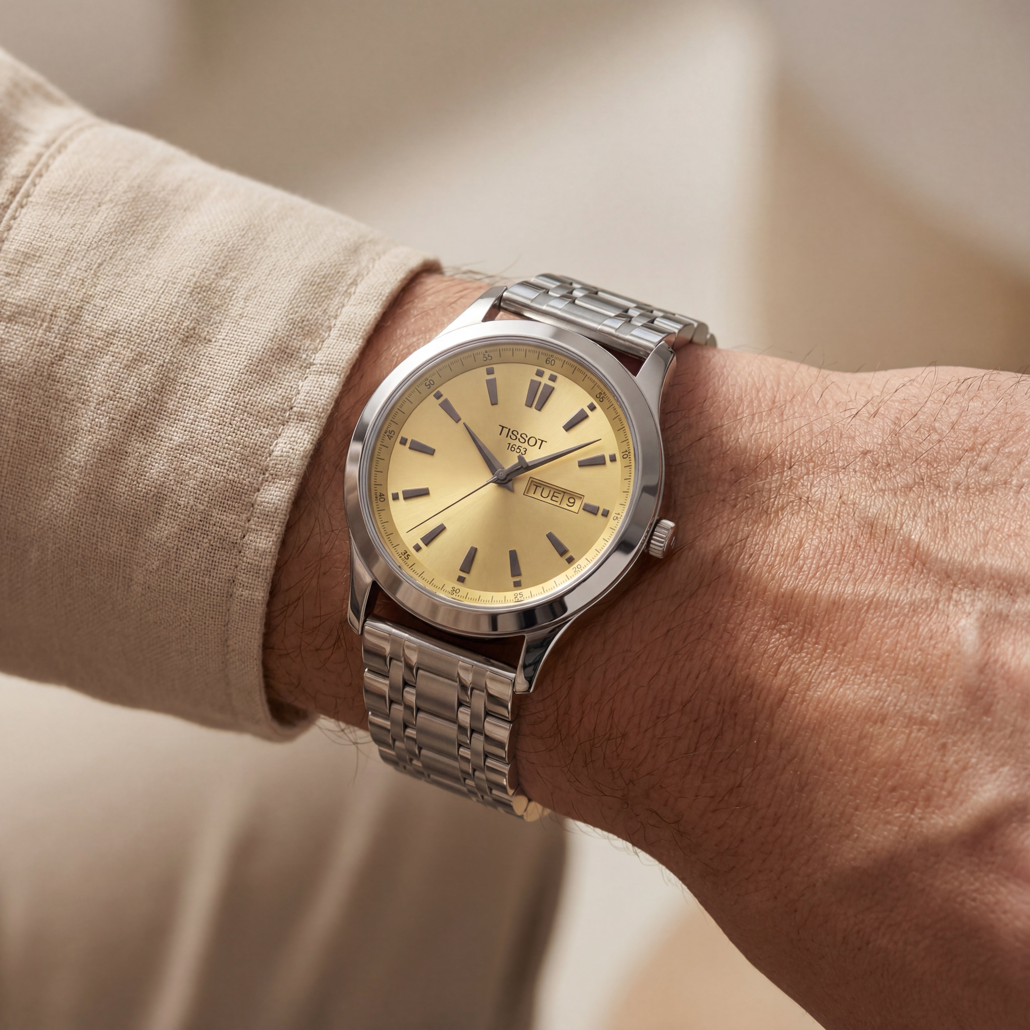Classic Champagne Dial Steel Men’s Watch