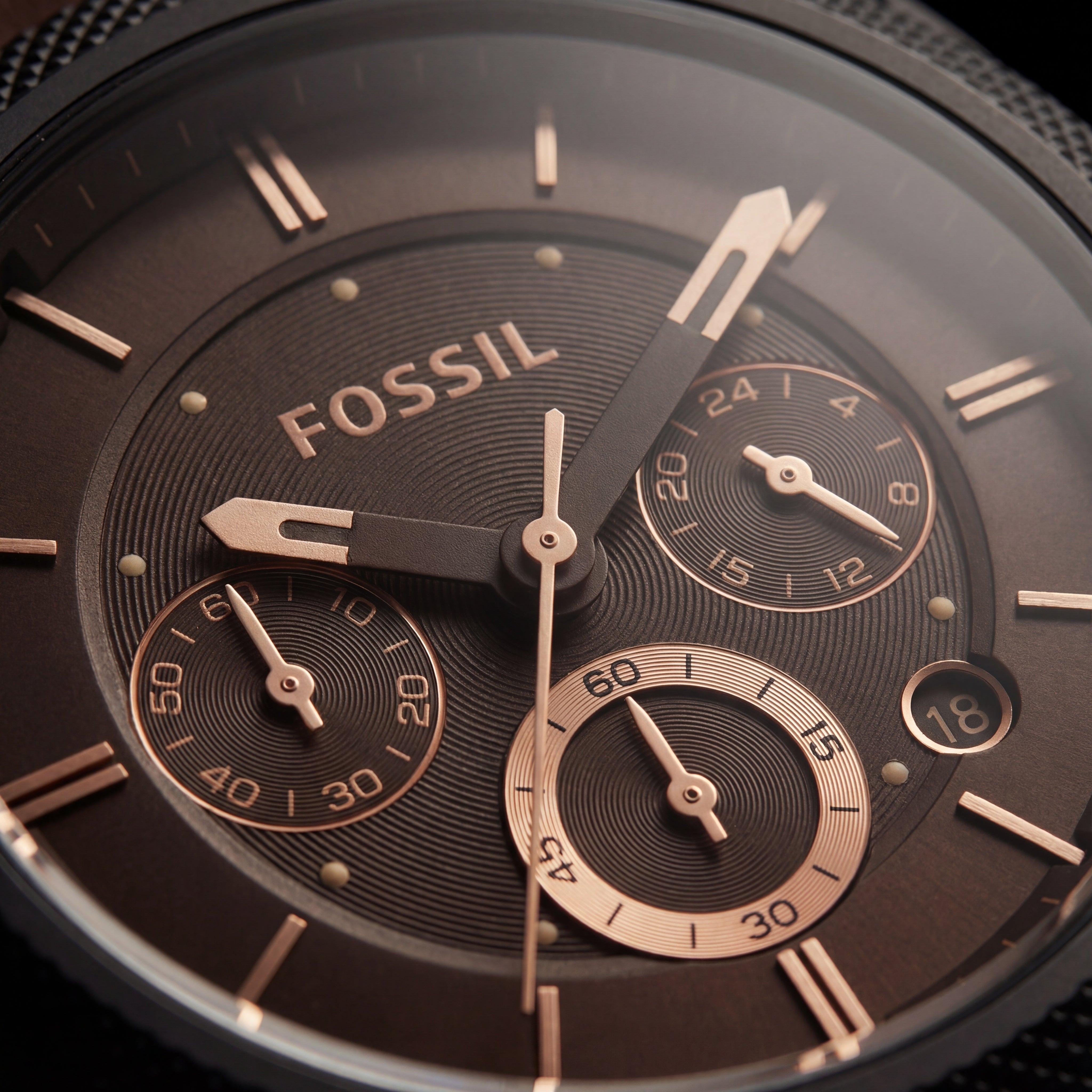 Black Case Chronograph Men’s Watch with Brown Leather Strap