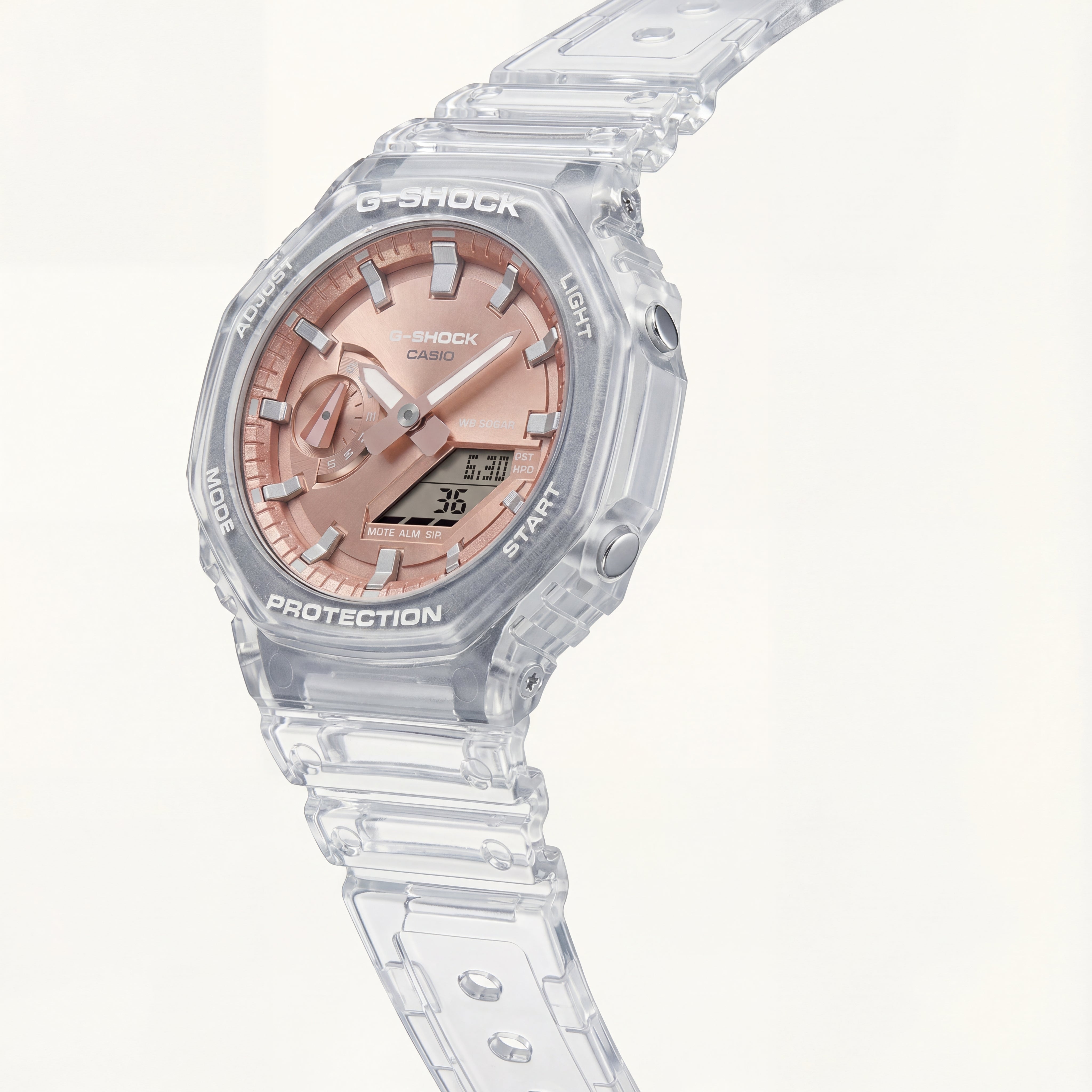 Clear Strap Rose Gold Digital-Analog Men’s Watch