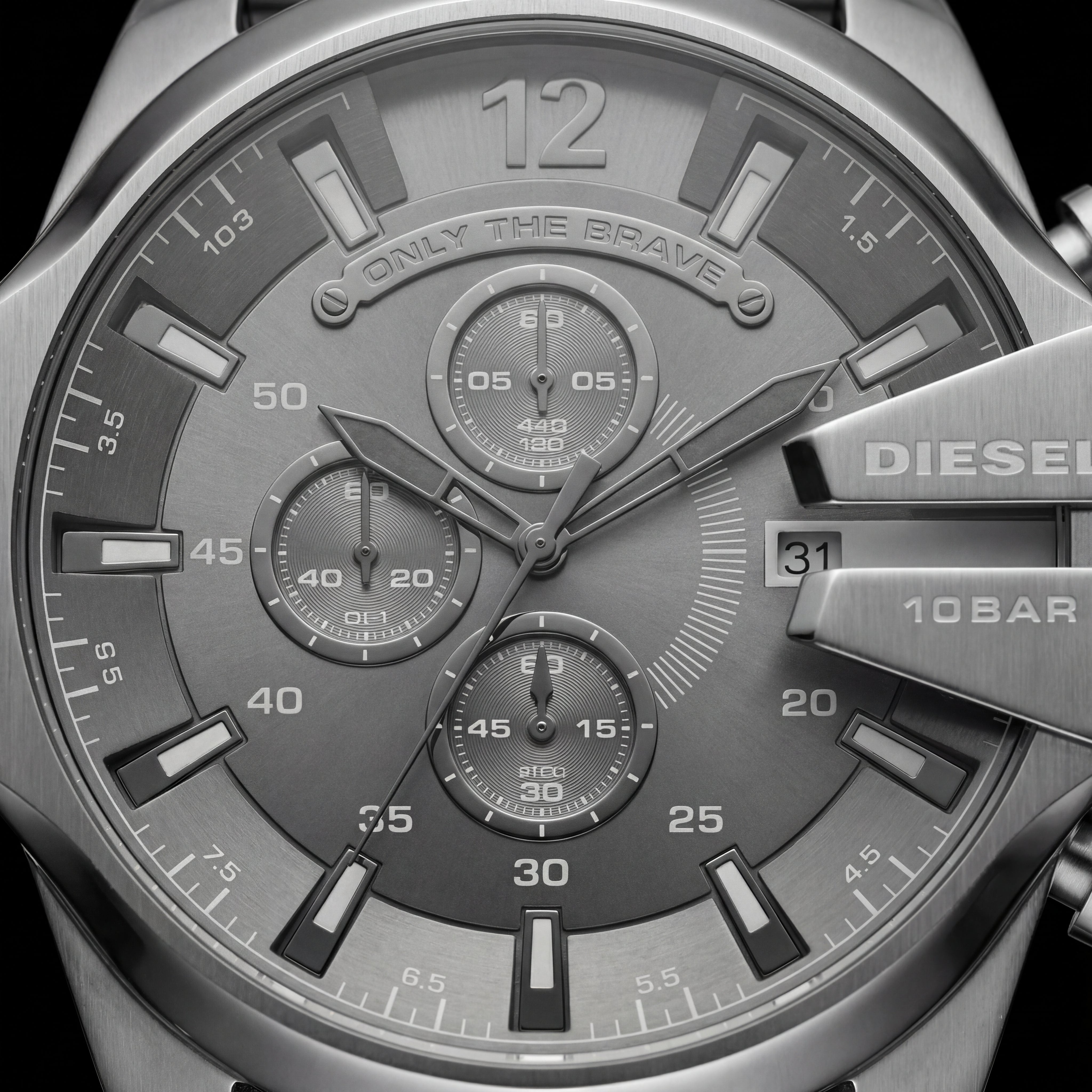 All-Silver Chronograph Men’s Watch with Industrial Finish