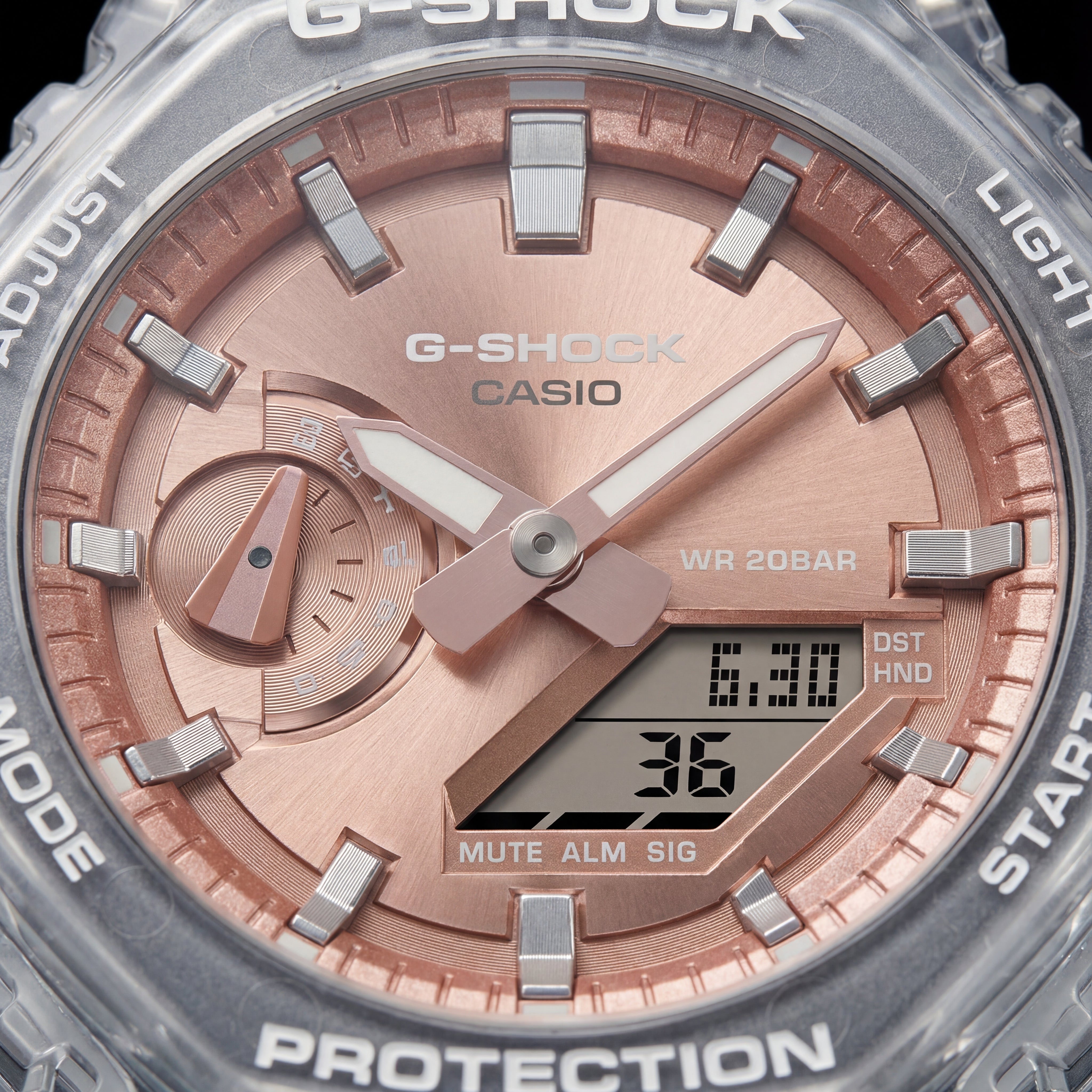 Clear Strap Rose Gold Digital-Analog Men’s Watch
