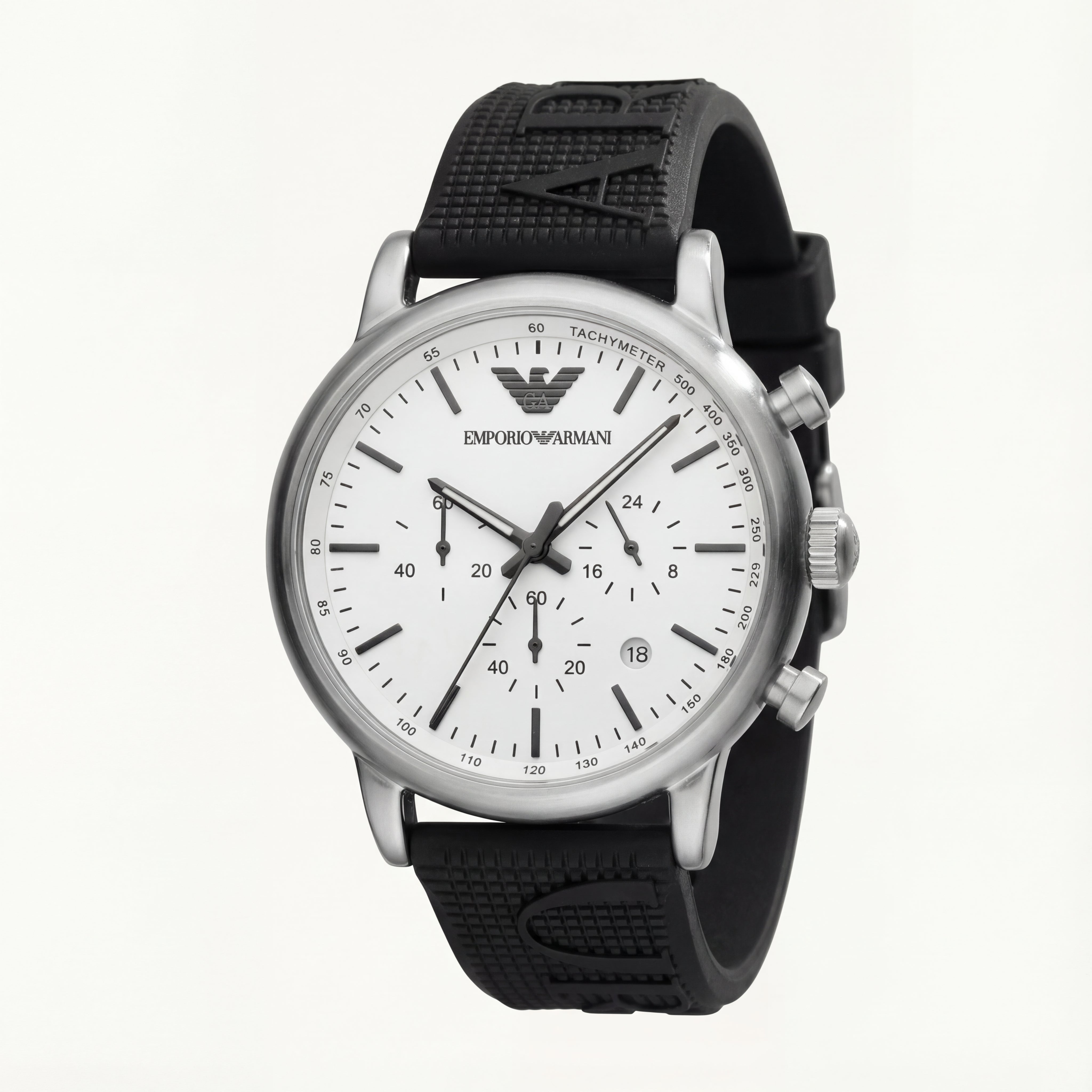 Premium White Dial Chronograph Men’s Watch with Rubber Strap
