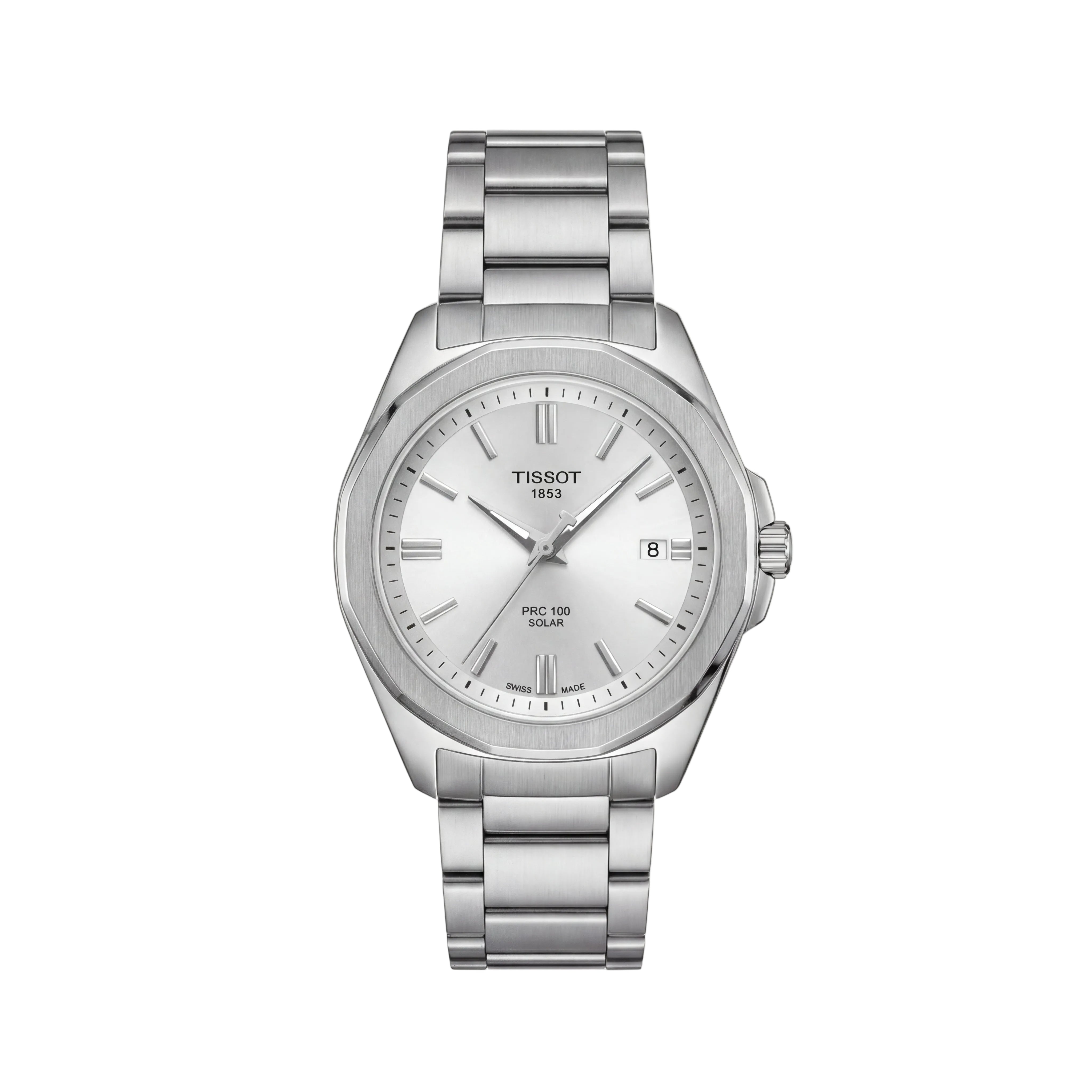Minimal Silver Solar Quartz Steel Dress Watch