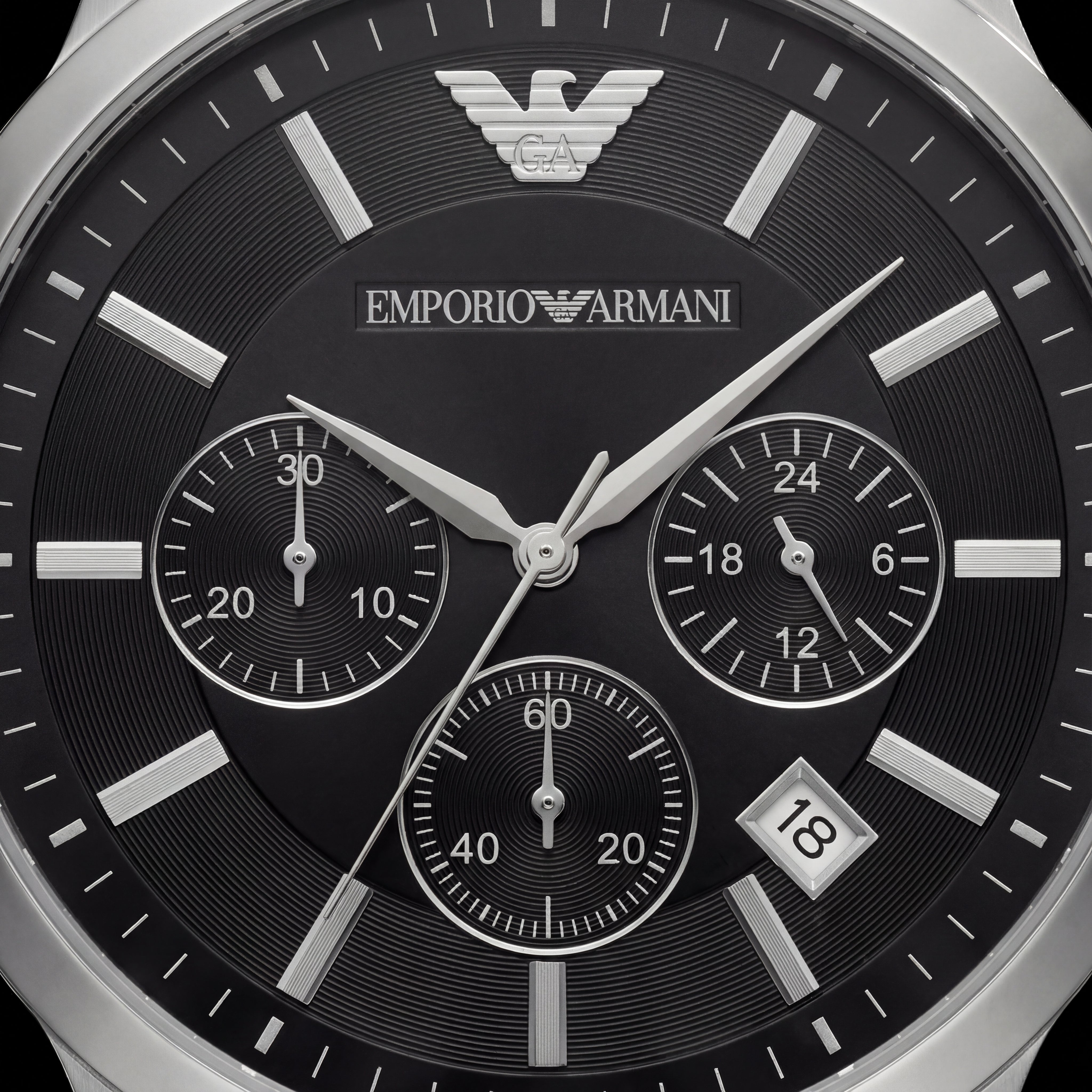 Silver Stainless Steel Chronograph Watch for Men – Black Dial