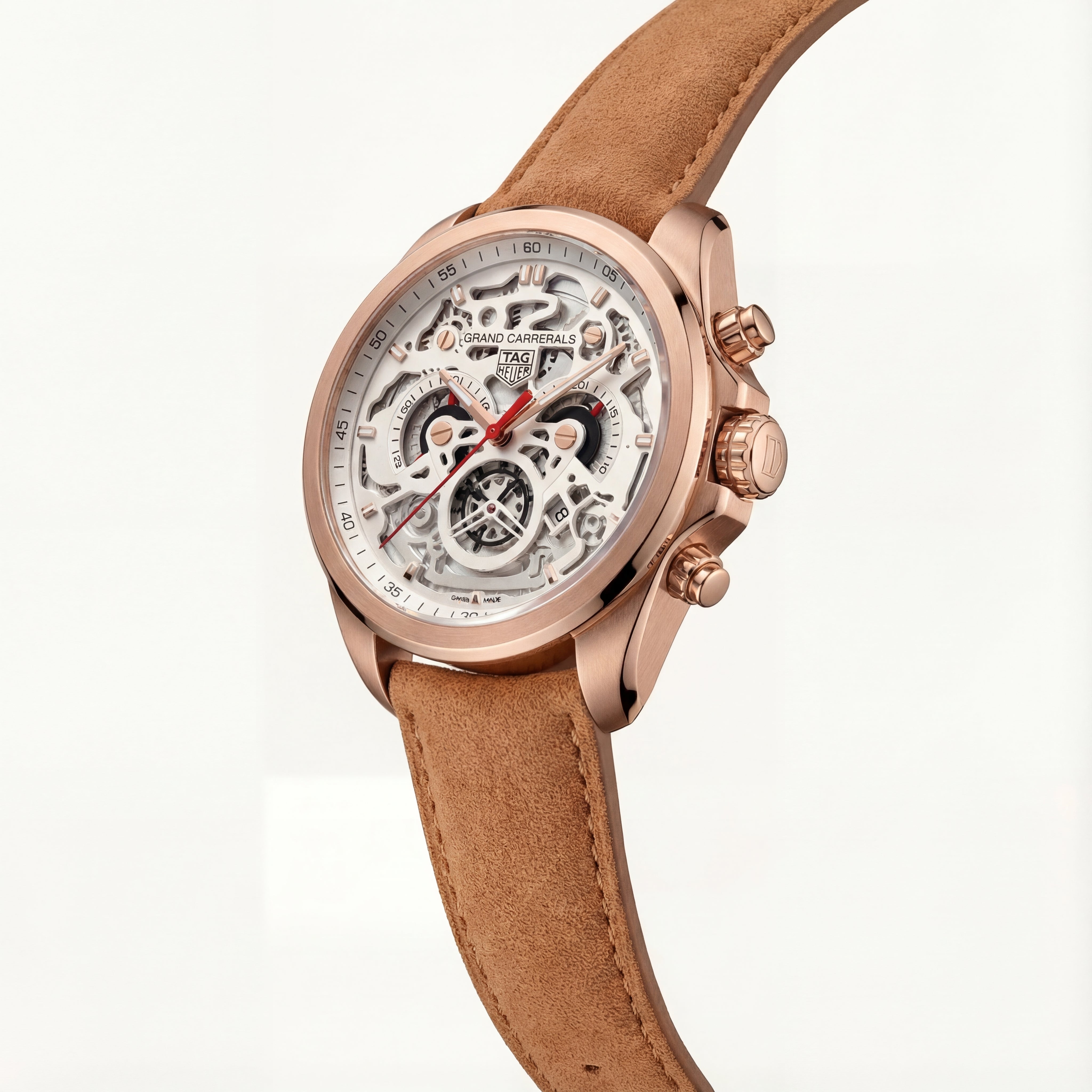 Skeleton Chronograph Men’s Watch with Rose Gold Case