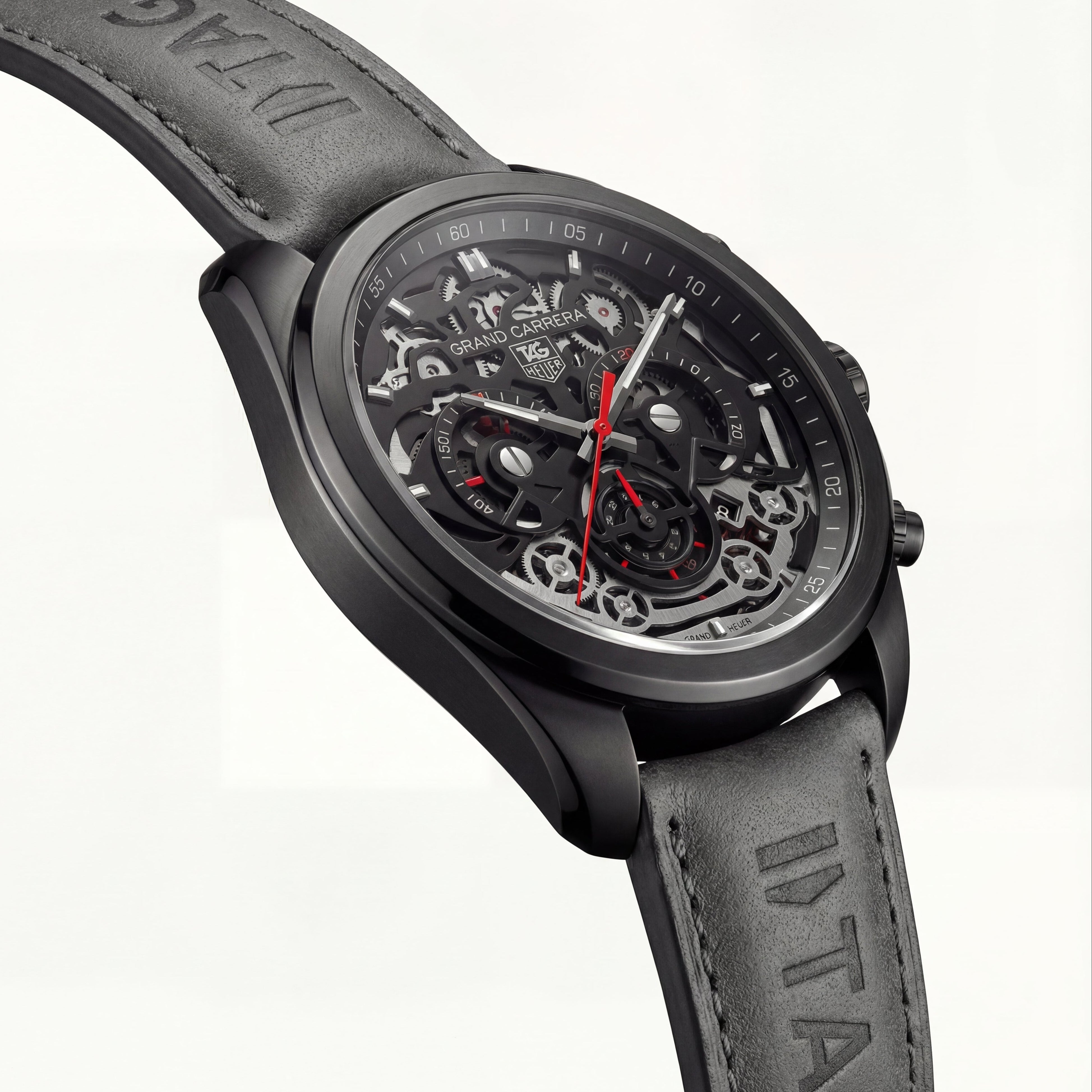 All-Black Skeleton Chronograph Watch for Men – Racing Edition