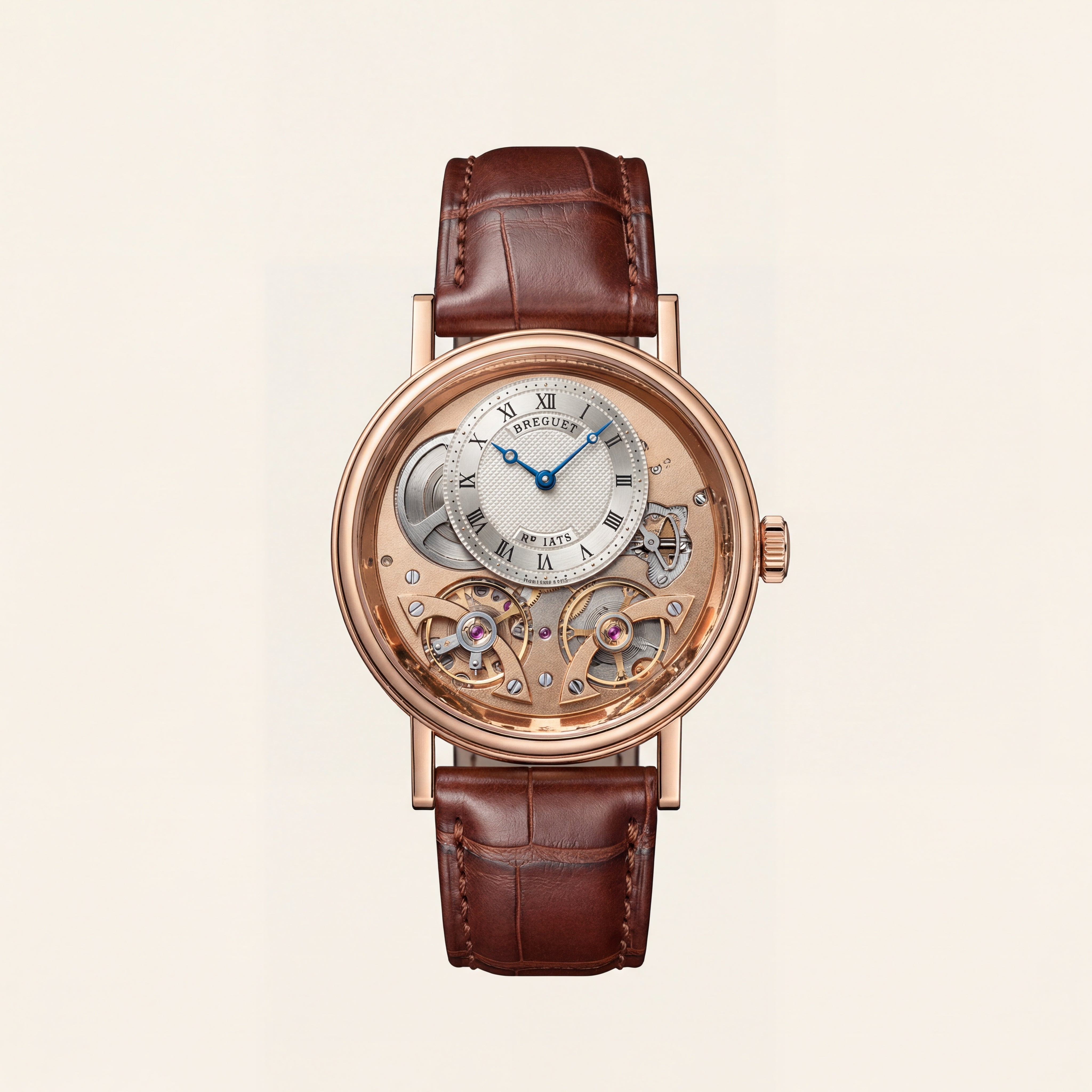 Rose Gold Skeleton Tourbillon-Style Luxury Men’s Watch with Leather Strap