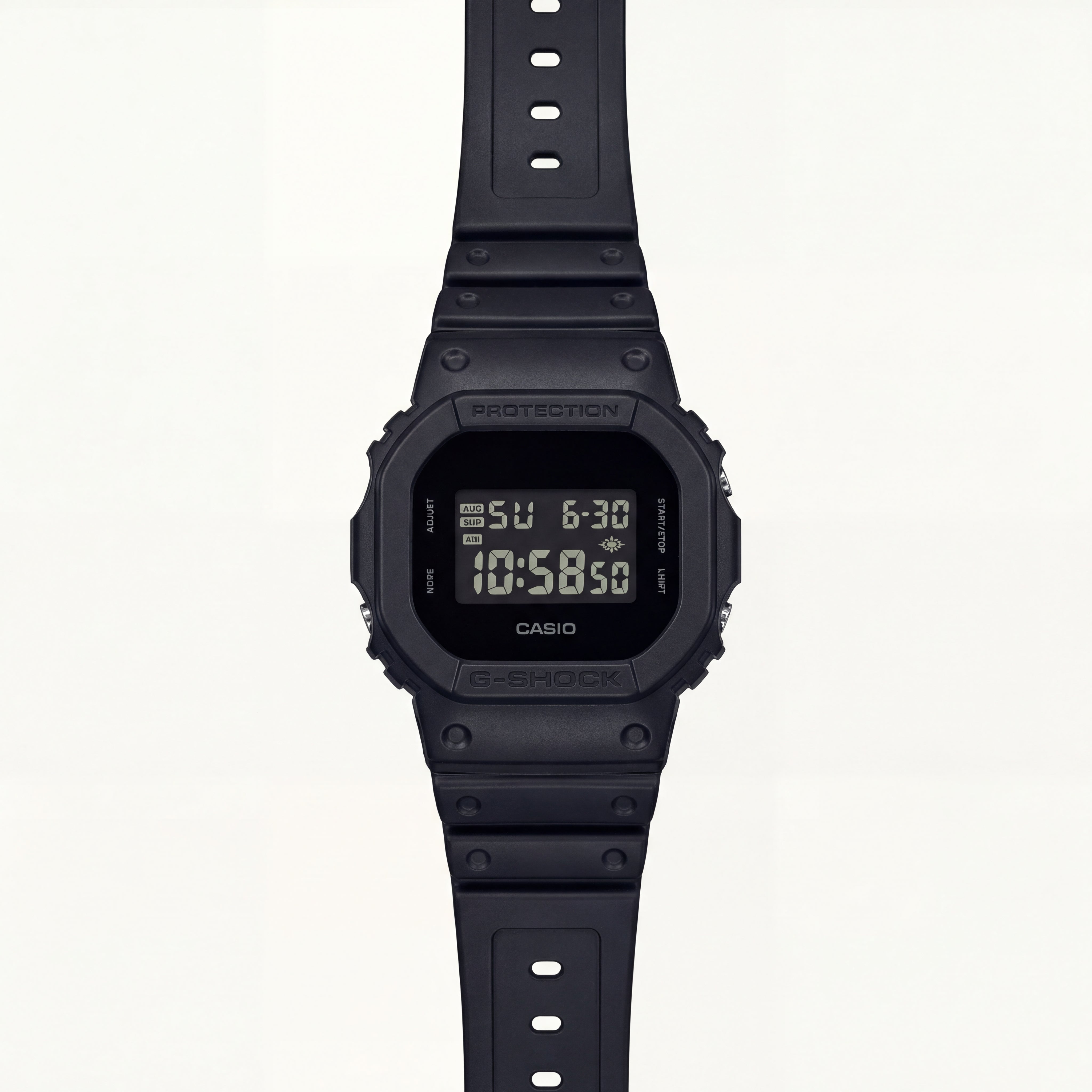 Classic All-Black Digital Men’s Watch with Shock-Resistant Square Case