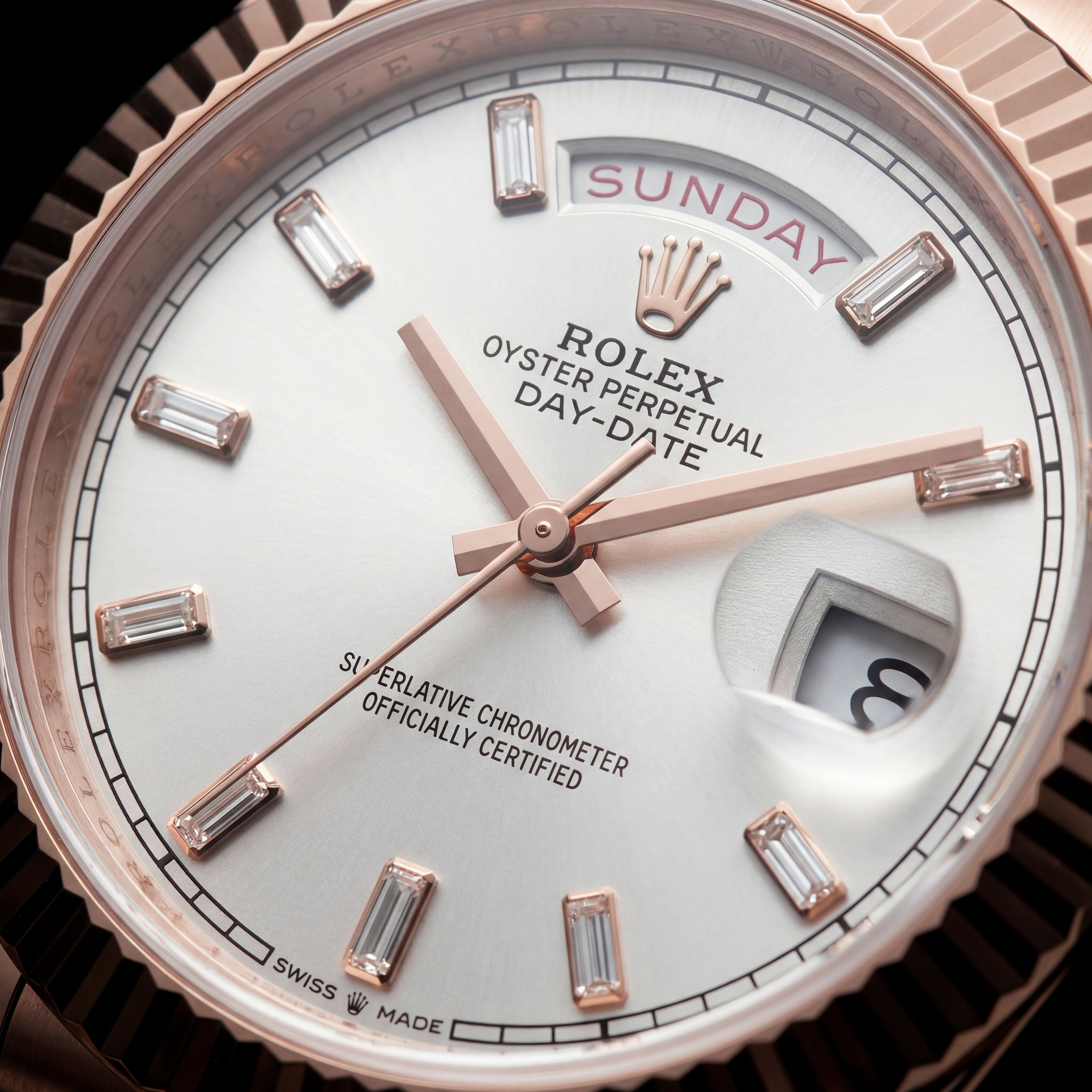Rose Gold Day-Date President-Style Luxury Men’s Watch with Fluted Bezel