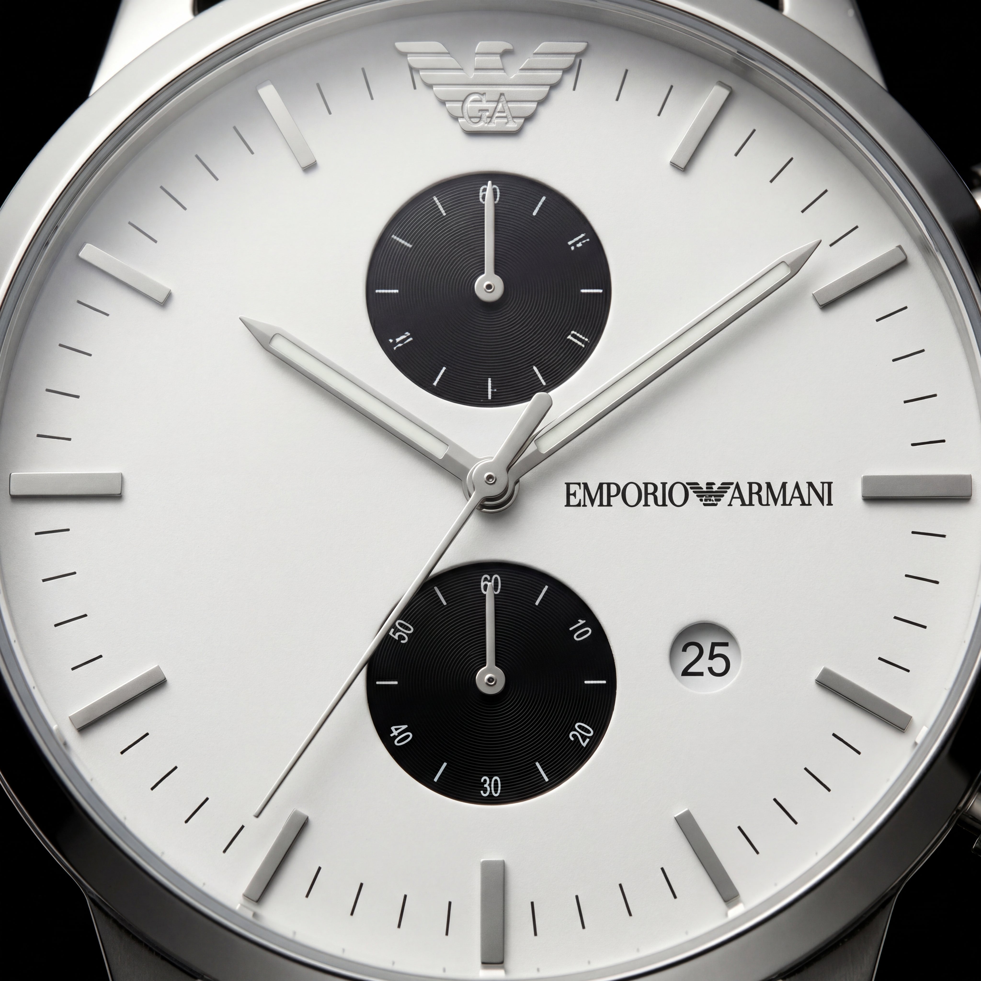 Silver Stainless Steel Chronograph Men’s Watch with White Dial