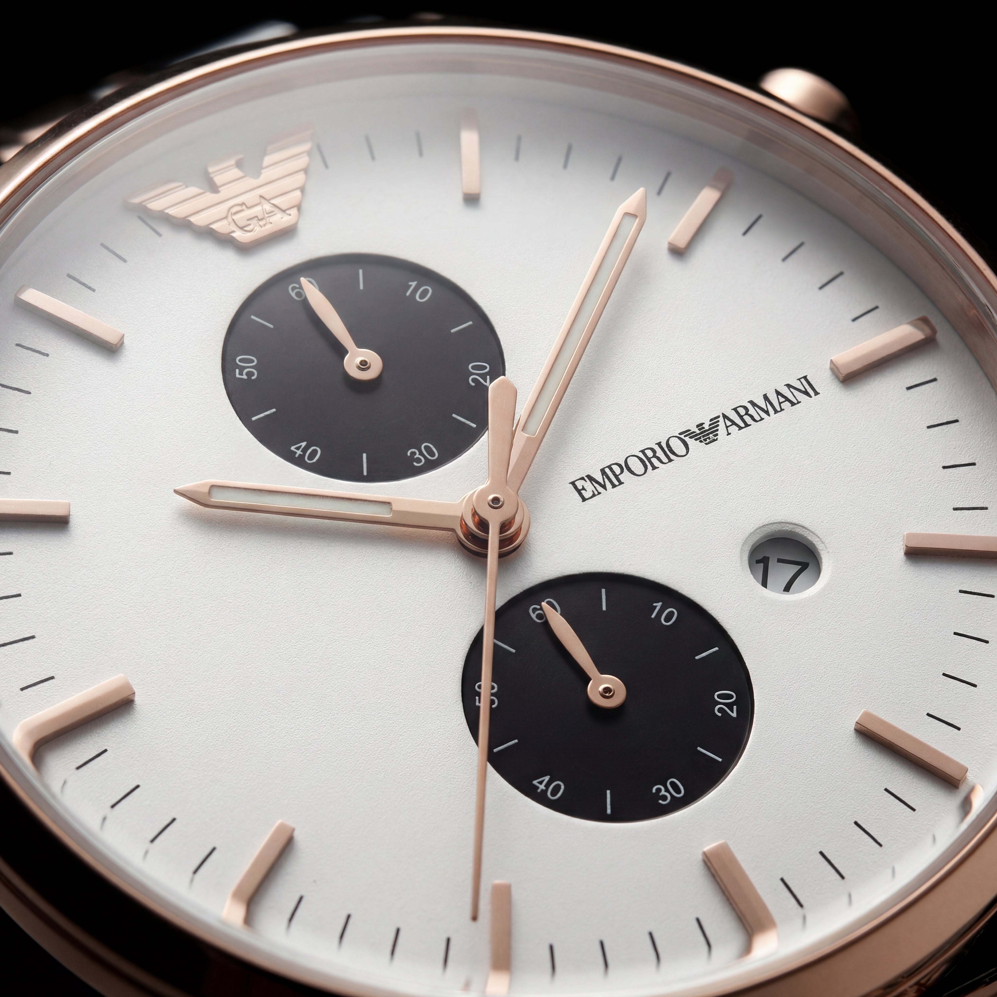 Rose Gold & Silver Dual-Tone Chronograph Men’s Watch with White Dial