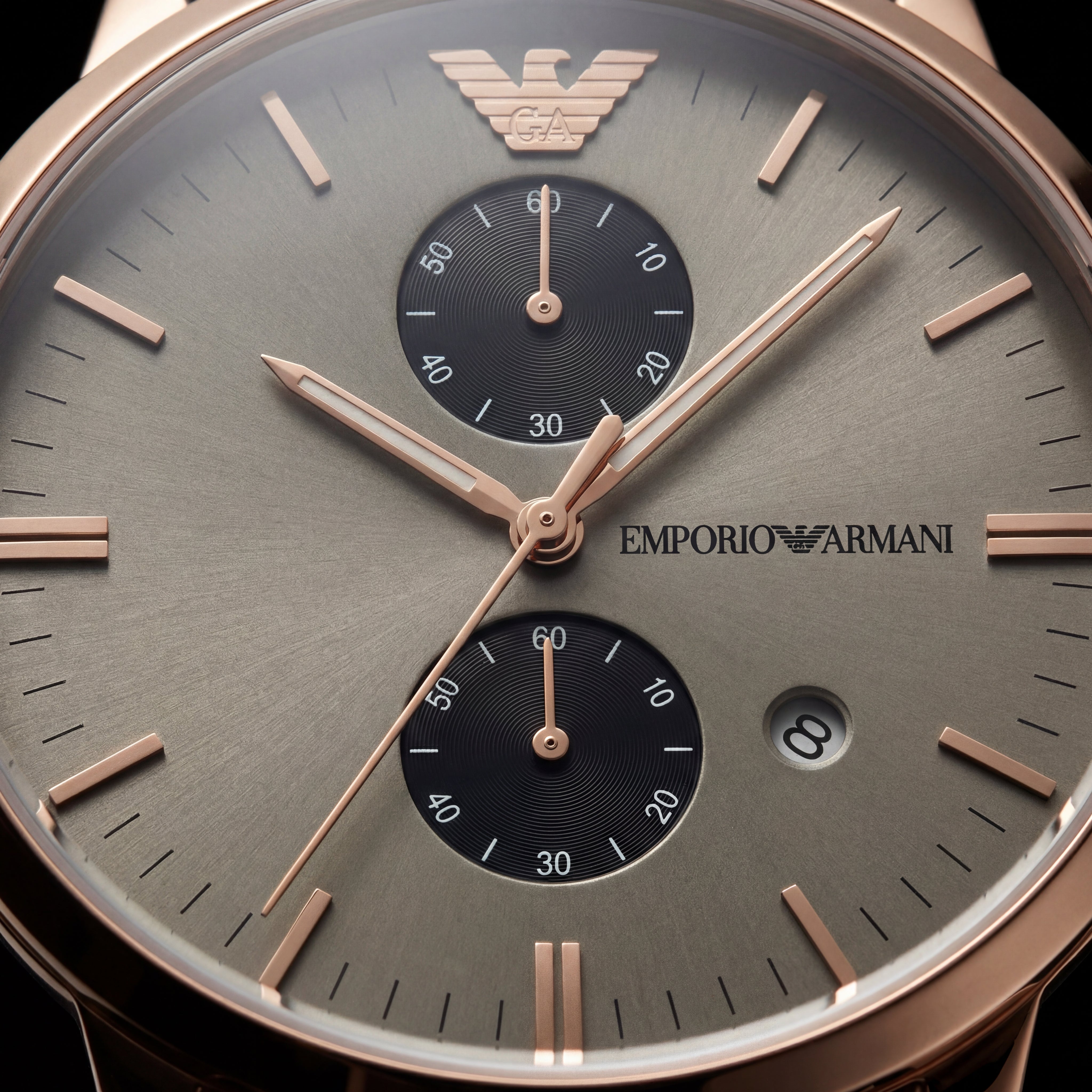 Rose Gold & Silver Chronograph Men’s Watch with Olive Grey Dial