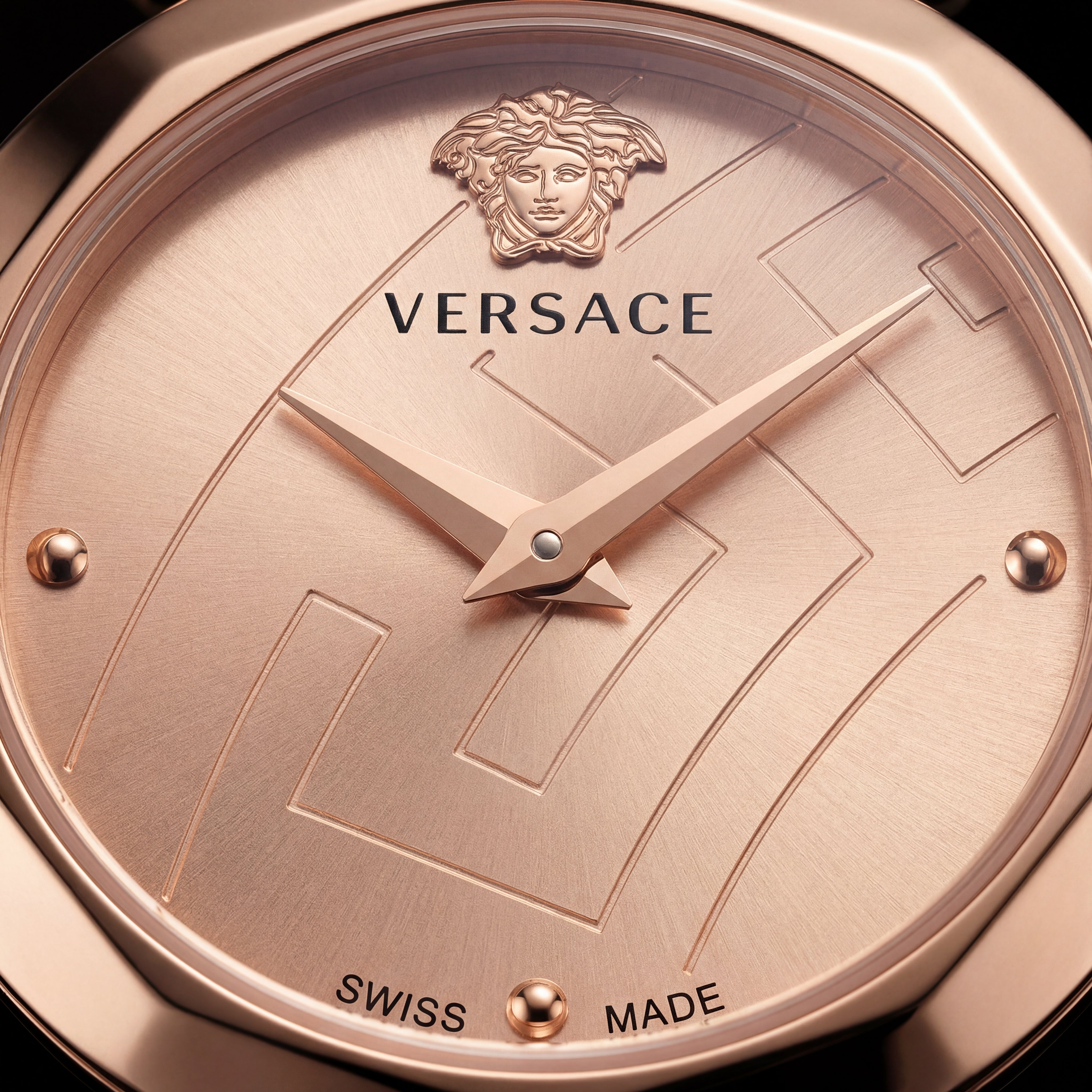 Rose Gold Stainless Steel Case Champagne Dial Luxury Medusa Bracelet Watch – Women