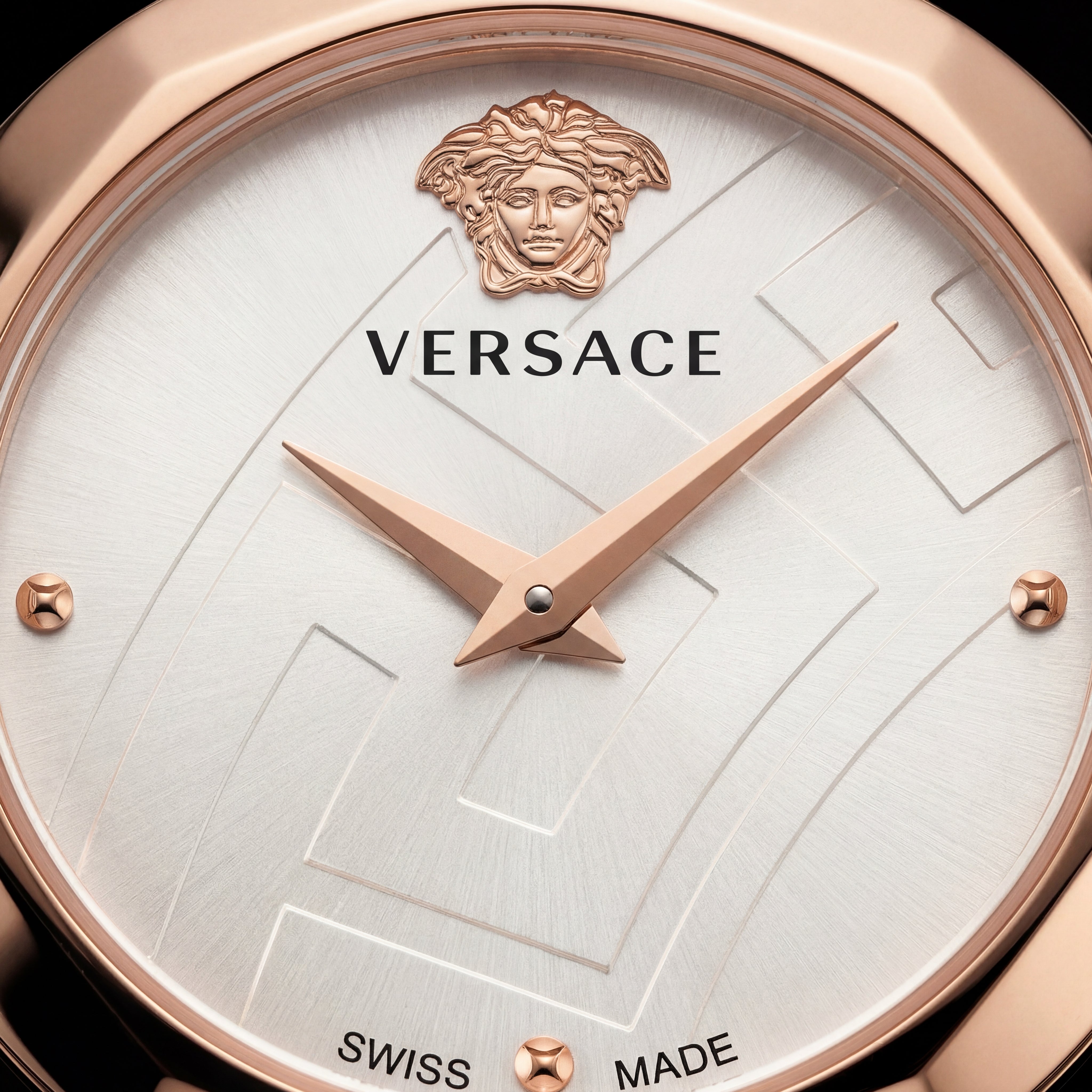 Rose Gold Stainless Steel Case Ivory White Dial Luxury Medusa Bracelet Watch – Women
