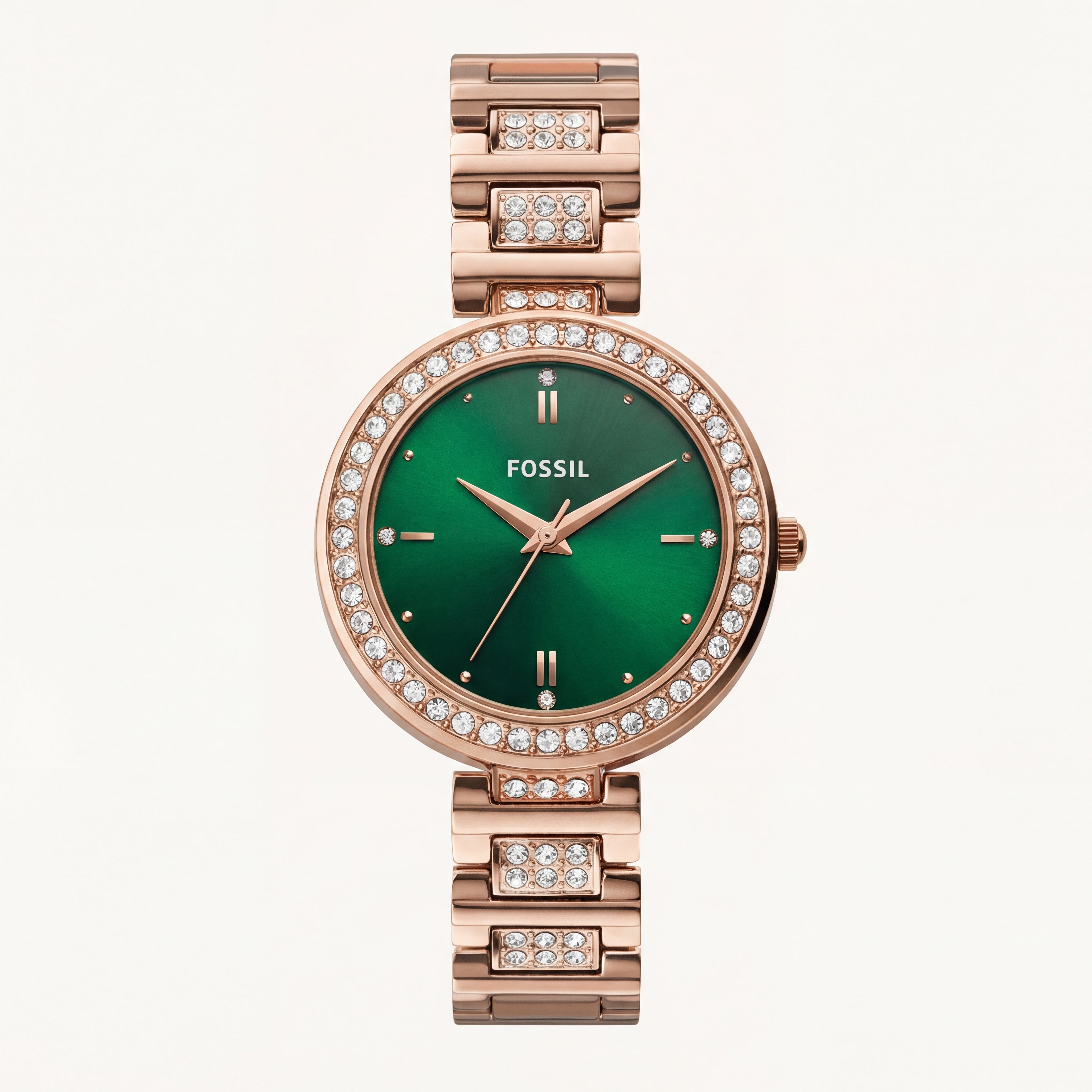 Emerald Royale Luxury Watch – Rose Gold Crystal Edition