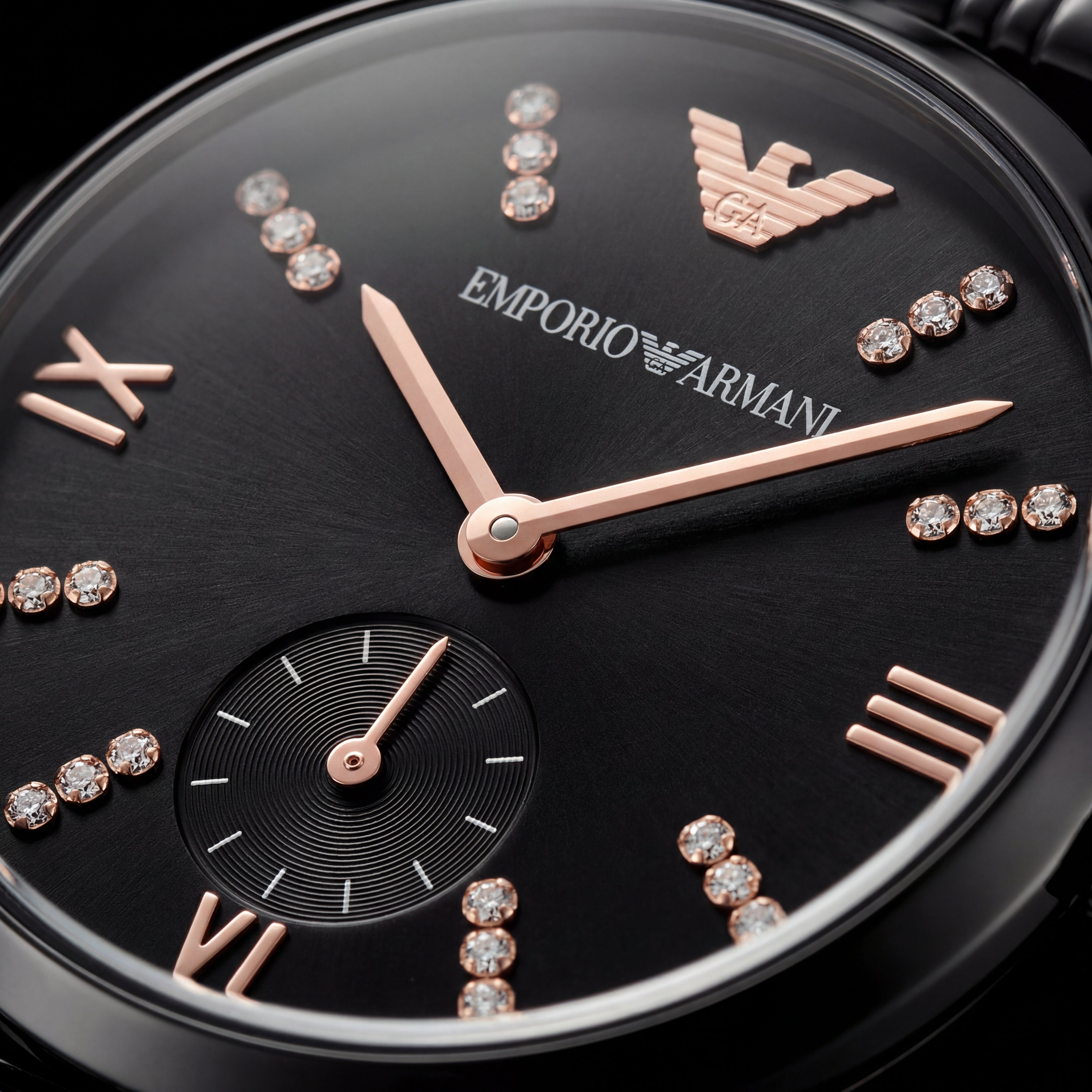 Midnight Onyx Crystal Watch – Black Luxe Edition