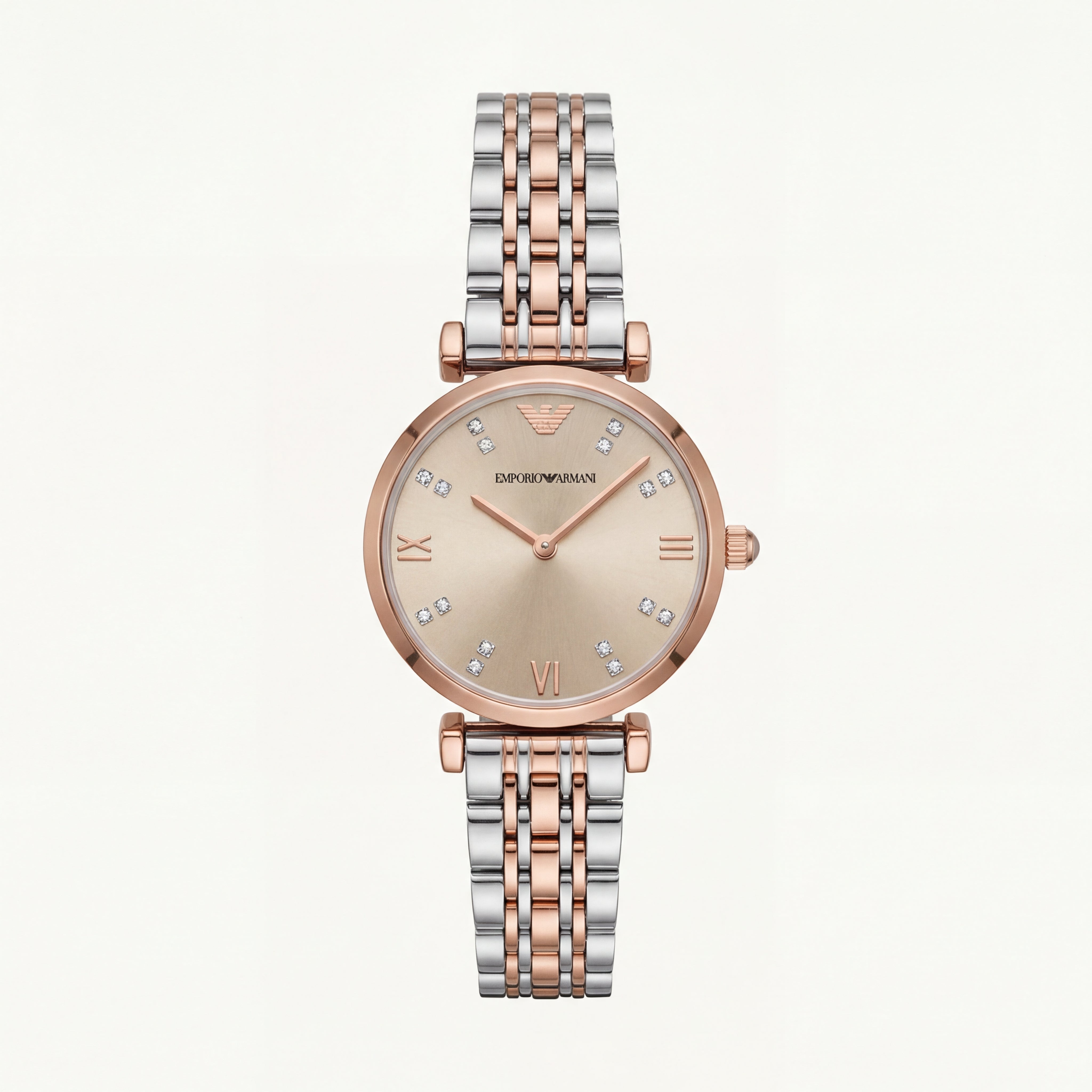 Champagne Glow Crystal Watch – Two-Tone Signature Edition